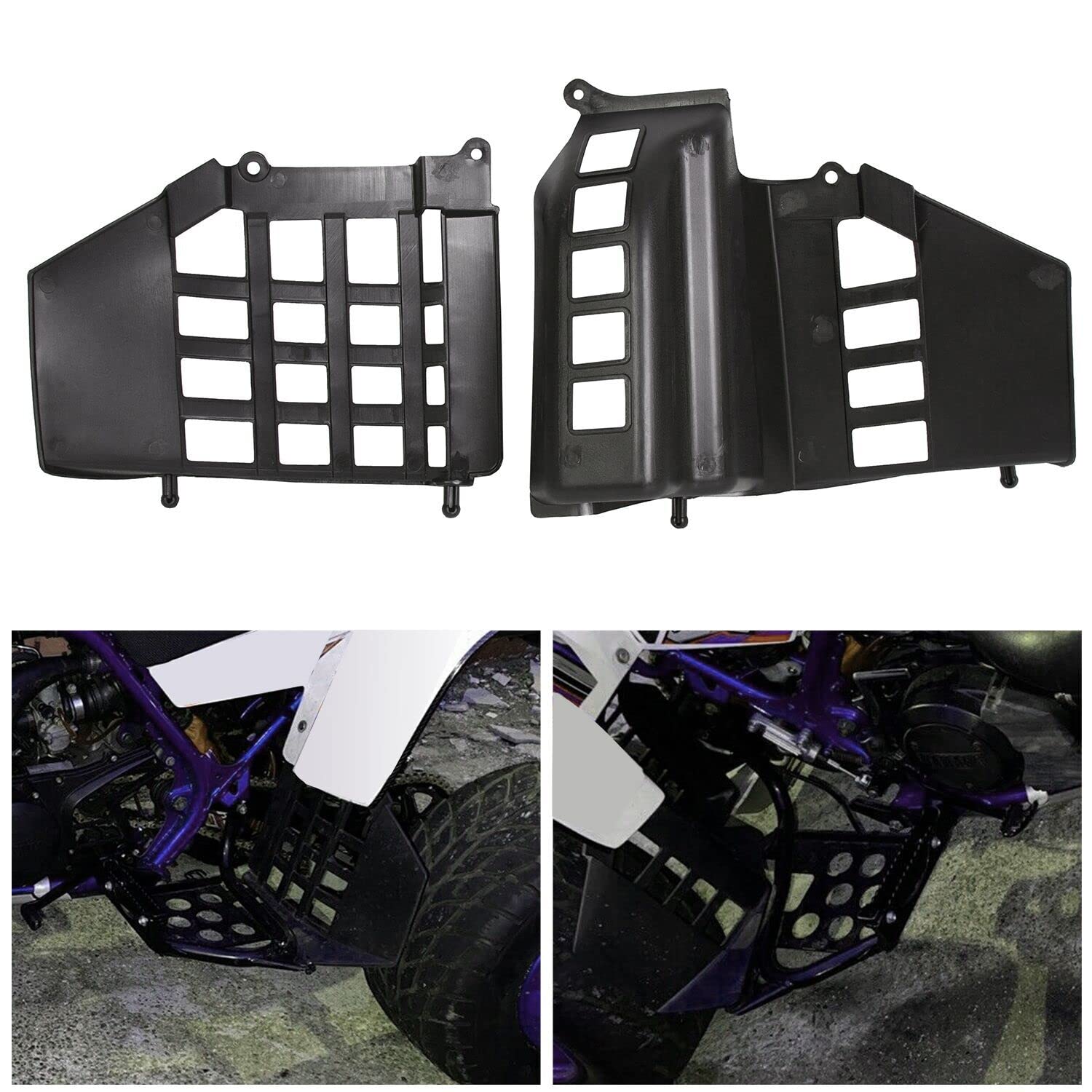 ECOTRIC Black Heel Guard for 1987-2006 Yamaha Banshee, Plastic, Small, Model ET-421, Left + Right Pair
