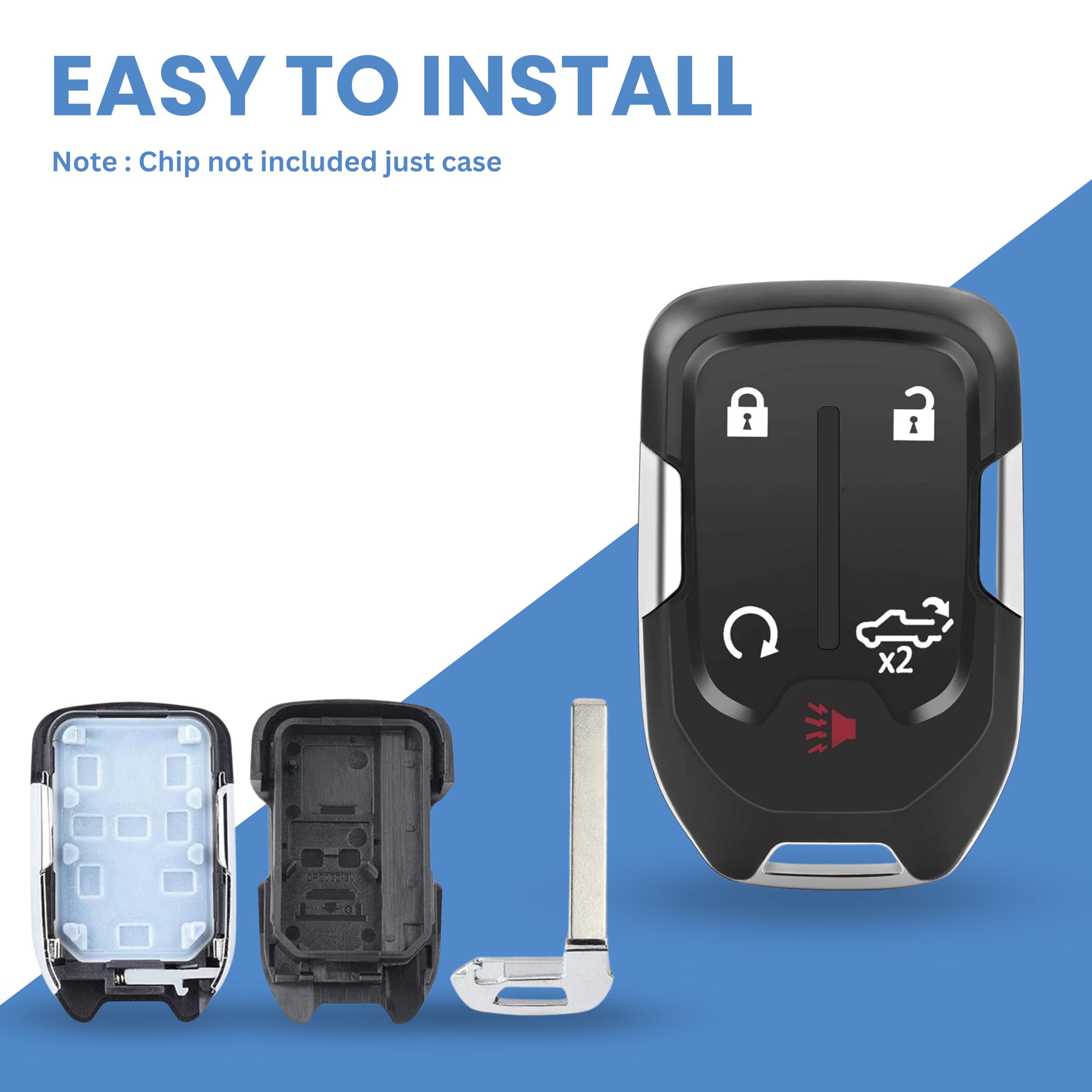 Smart Key Solution Key Fob Shell for GMC Sierra & Chevy Silverado, 5 Buttons, Replacement Remote Case, 2019-2024 Models