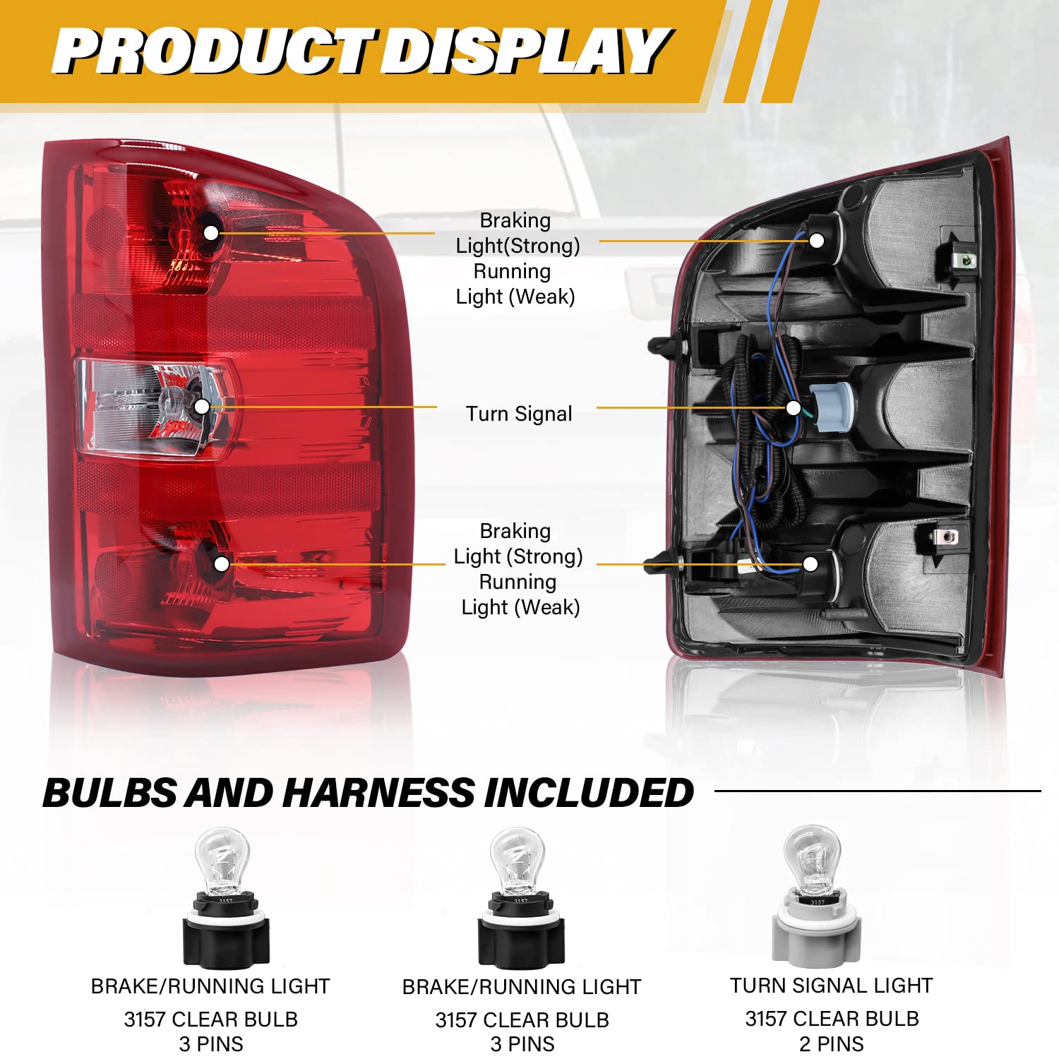 Cleryye Tail Light Assembly Compatible With Chevy Silverado 07-13 1500 | 07-14 2500 Hd 3500 Hd, Oe-Style Replaces 25958483 Gm280