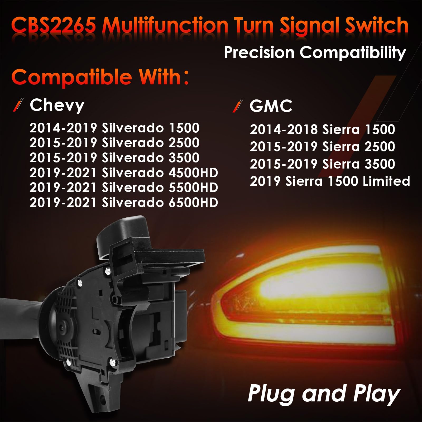 Multifunction Turn Signal Switch Headlight Dimmer Control | Replacement For 2014-2021 Chevy Silverado & Gmc Sierra 1500/2500/350