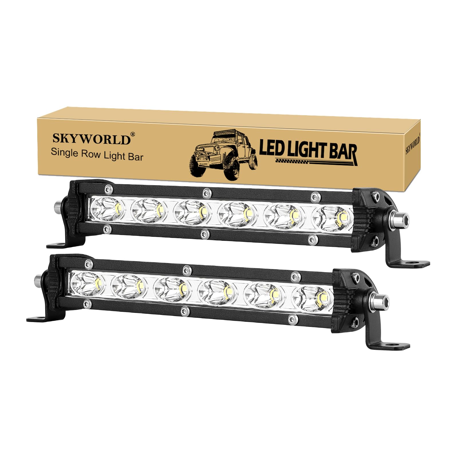 Skyworld 2 X 7 Inch 30W Single Row Led Light Bar Low Profile Ultra Thin Slim Mini Spot Off Road Driving Lights Led Fog Lights Bo