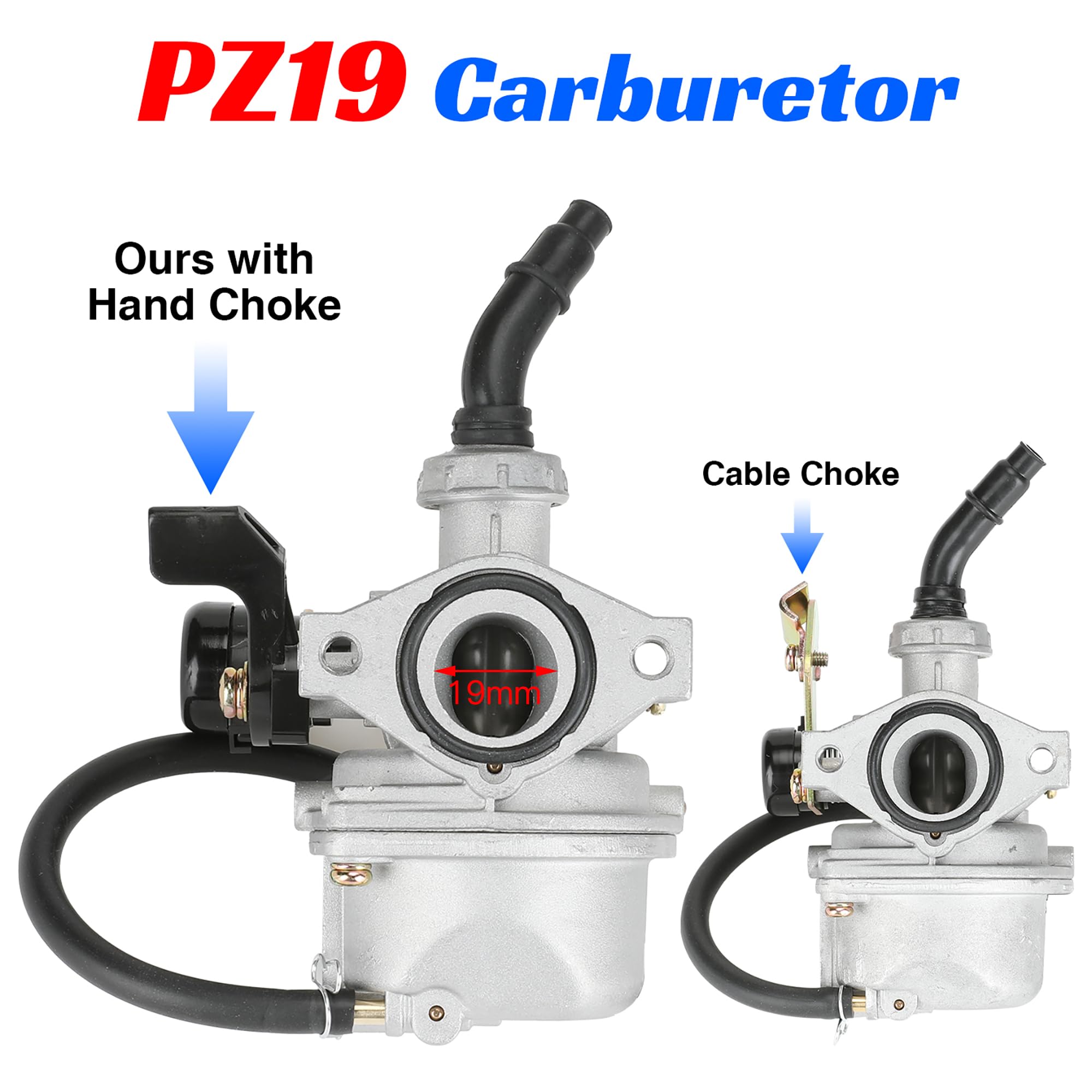 YOXUFA Carburetor Kit 19mm for TaoTao 110cc 125cc ATV & Dirt Bikes, A-red, Model YO-HYQ02-SD19, Includes Air