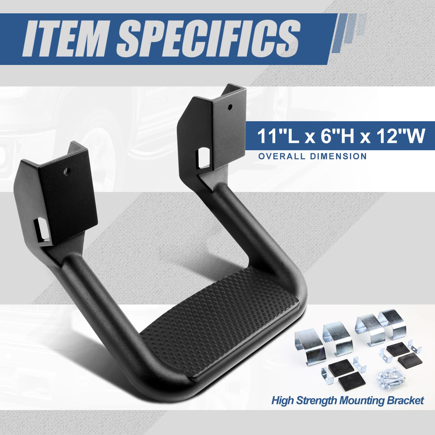 Auto Dynasty Universal Side Step for Pickups & Trucks, Aluminum, Black Coated, Set of 2