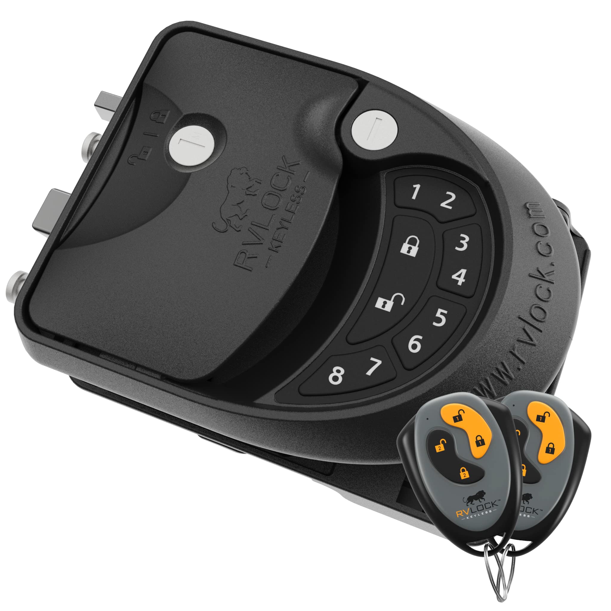 Rvlock Class C Charter Keyless Entry Keypad And Handle With Fob, All Metal Rv Door Lock And Latch Replacement Kit, Upgraded Sili