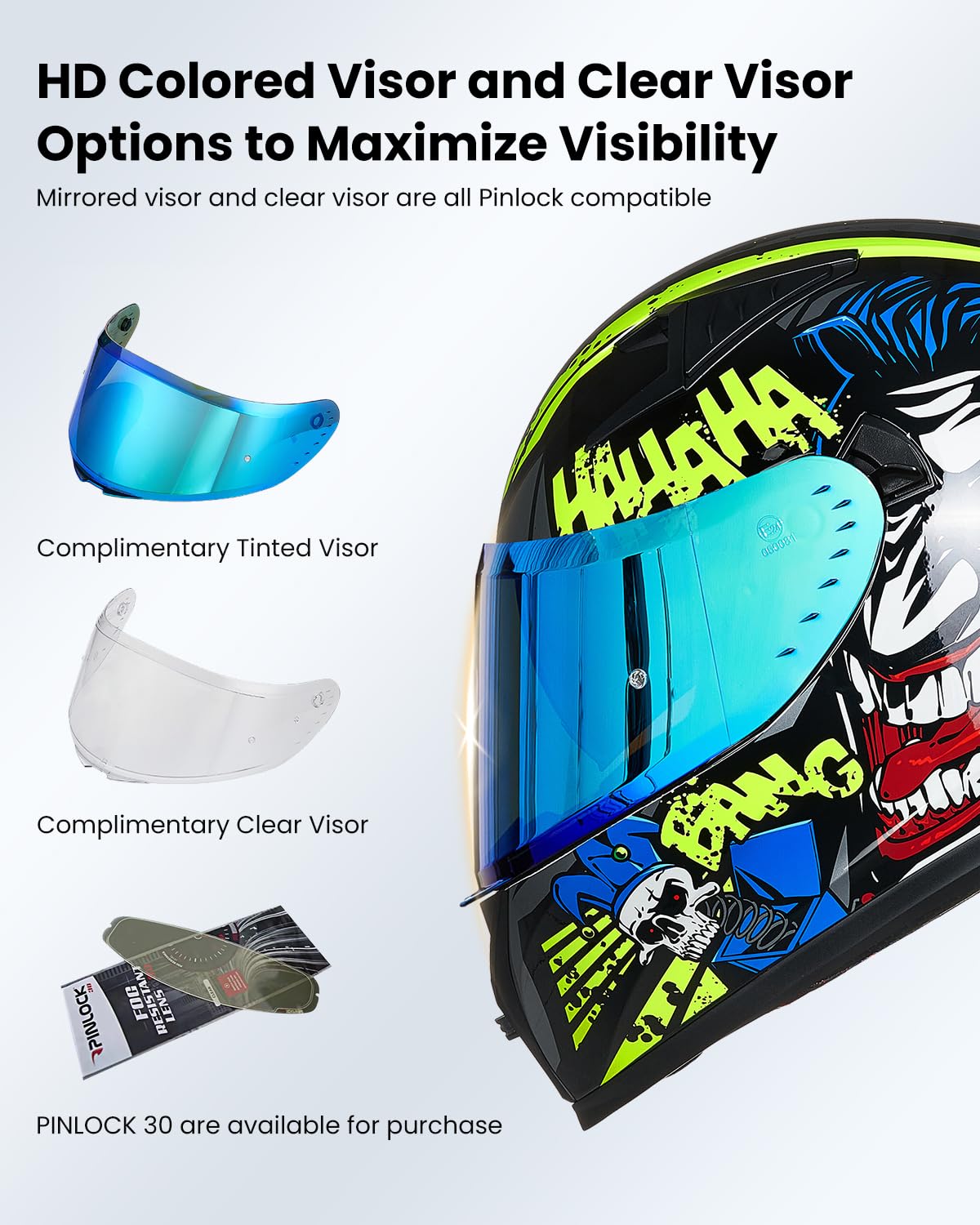 ILM Full Face Motorcycle Helmet Z501, Surprise Yellow, Small, DOT Approved, Compatible with Pinlock Clear & Tinted Visors, ABS Material