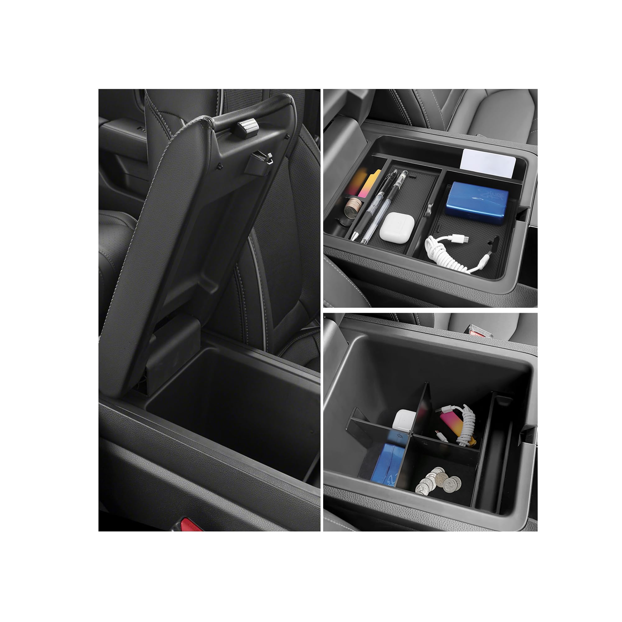 YOJOJOCO 2PCS Center Console Organizer Compatible with Honda 2023-2025 2026 Pilot & 2024-2026 Ridgeline & 2024-2026 Passport Acc