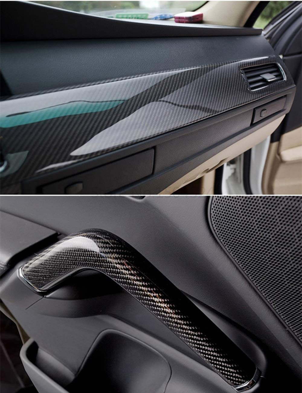 Lzlrun Free Tool Kit 5D High Gloss Carbon Fiber Vinyl Tap For Black Out Chrome Delete Window Trim Door Trim (1Inches X 30Feet)