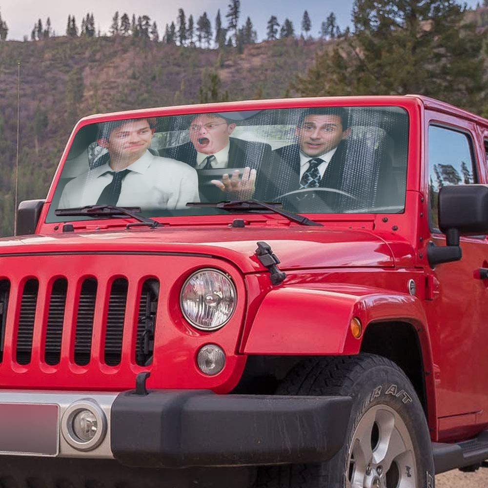 Just Funky The Office Sunshade Car Protector -28'' X 58'' -Featuring Jim, Michael, And Dwight -Keep Your Car Cool With These Ico