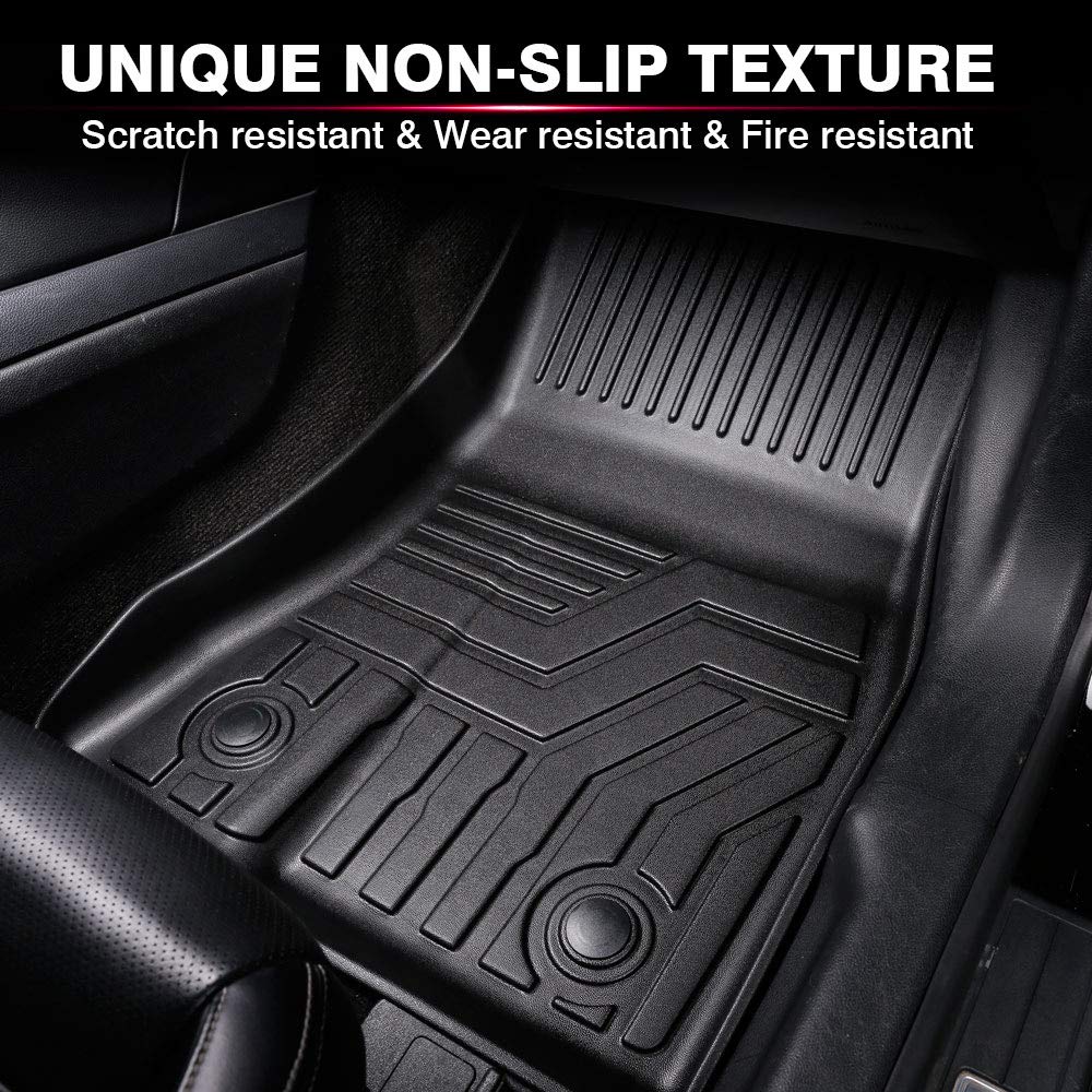 KUST 3D Floor Mats for Ford Mustang 2015-2024, TPE Non-Slip Black Car Mats, Durable All Weather Liners, Model 20200403