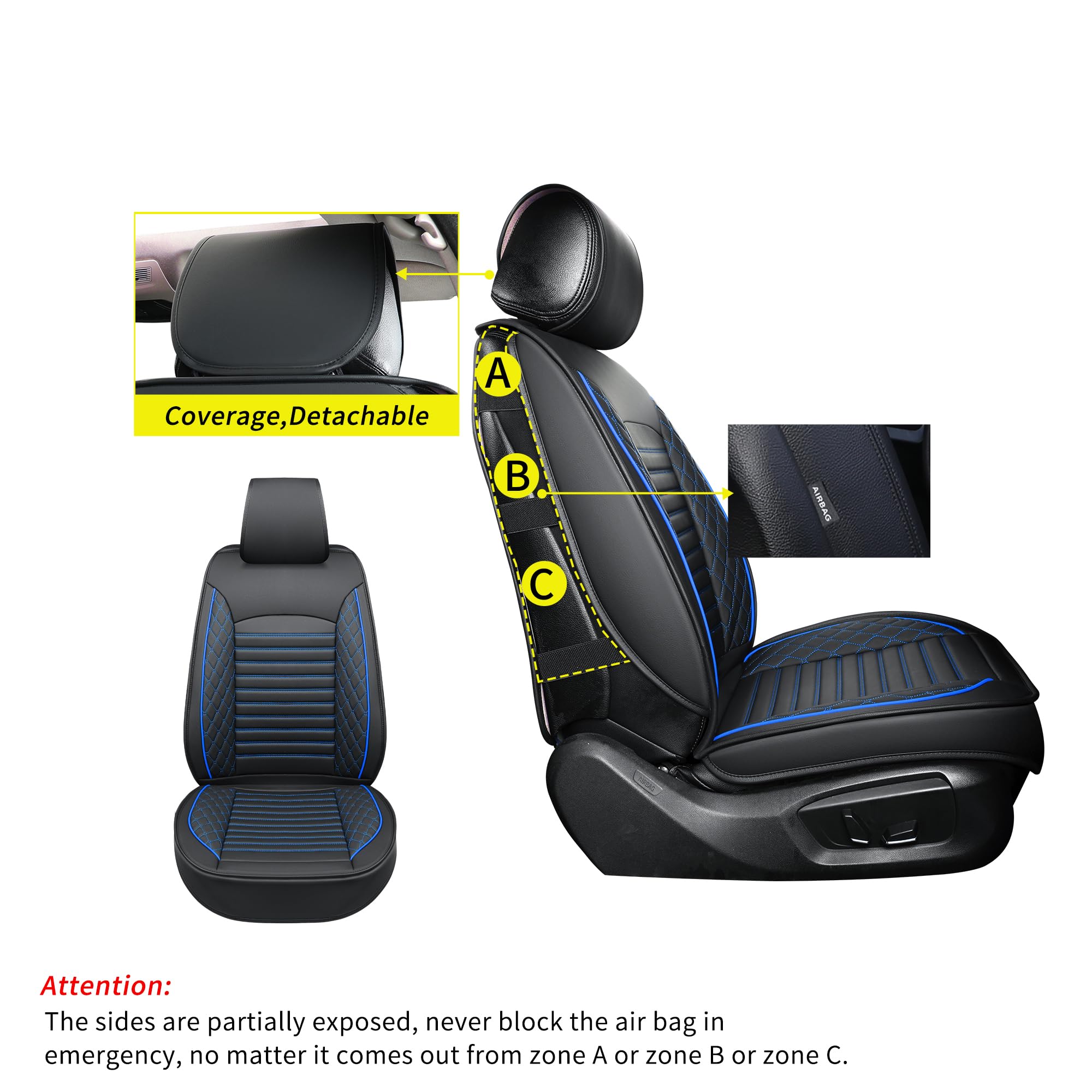 Vankerful Leather Seat Covers For Cars,Car Seat Covers Front Seats Only,Automotive Seat Covers For Trucks,Suv,Leatherette,Univer