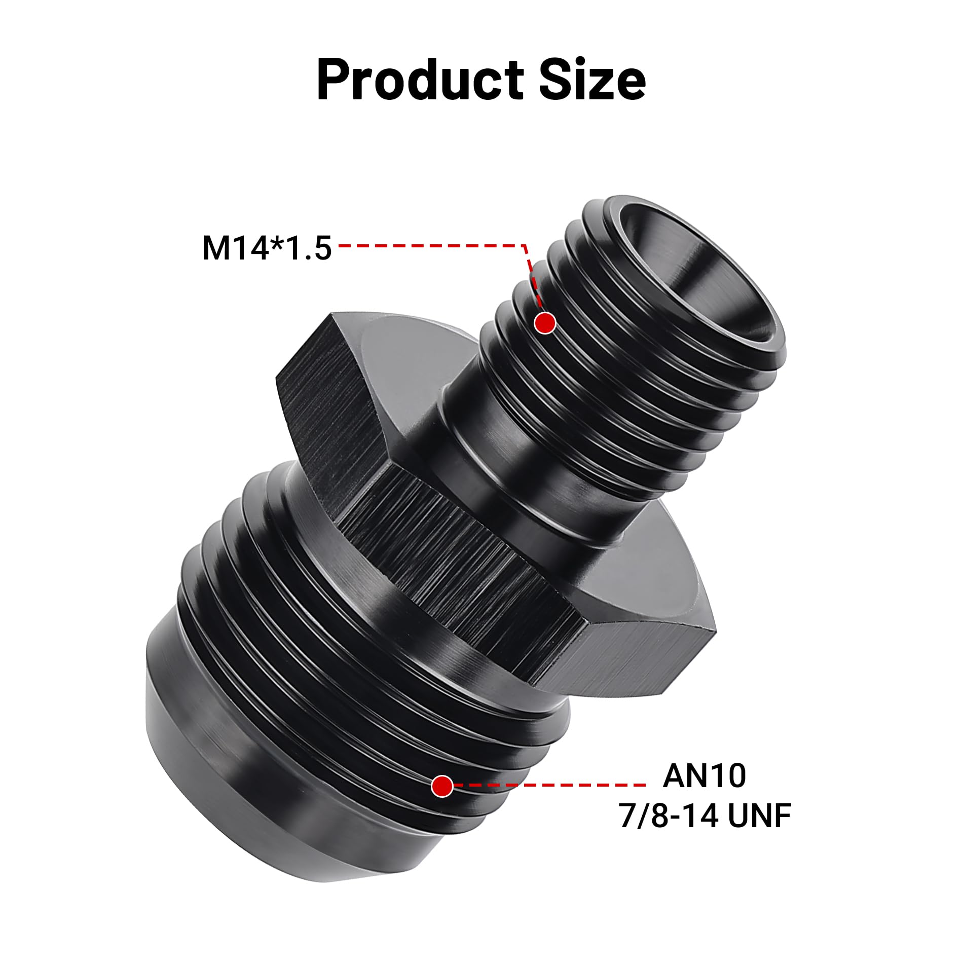 Evil Energy 10An Male Flare To M14 X 1.5Mm Male Metric Fitting Adapter Aluminium Alloy 2Pcs