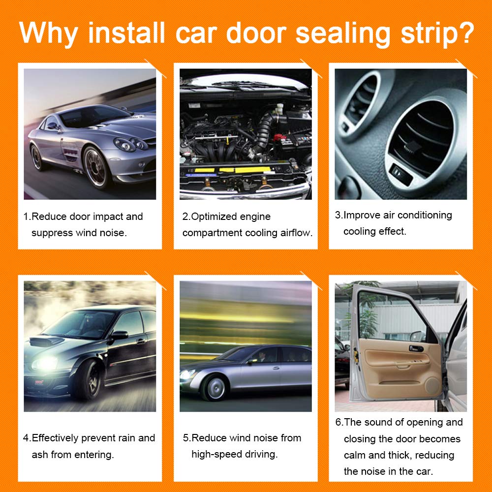 Storystore Universal Automotive Door Seal Strip D-Shape Self-Adhesive Weather Stripping For Car Truck Door Window Soundproof Noise Insulation Sealing (11/20 (W) X 11/20 (T) X 59' (L))
