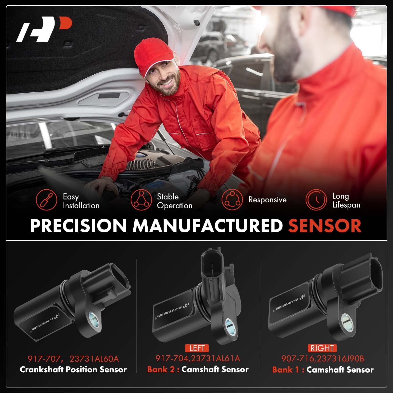A-Premium Camshaft Crankshaft Position Sensor Compatible with Nissan & Infiniti Vehicles - 3.5L V6 - Altima, Maxima, 350Z, Muran