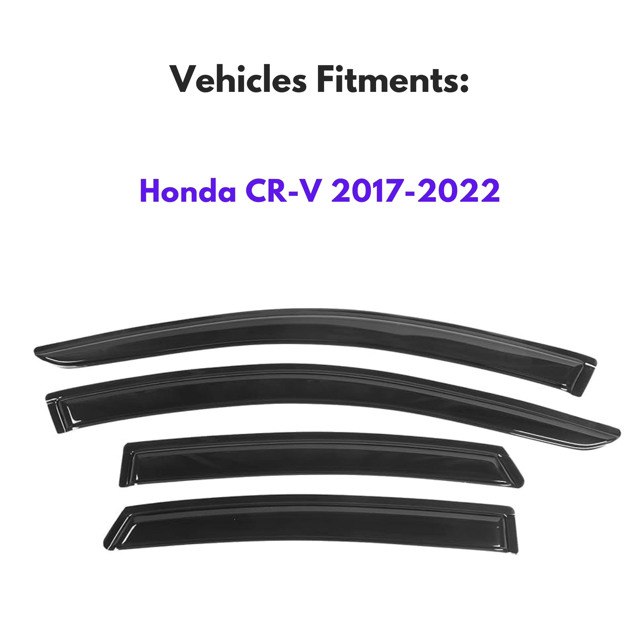 Ig Window Visor For Honda Cr-V (Crv) 2017-2022, Rain Guard Tape-On Extra Durable Sun Wind Side Vent Window Deflector Mugen Style