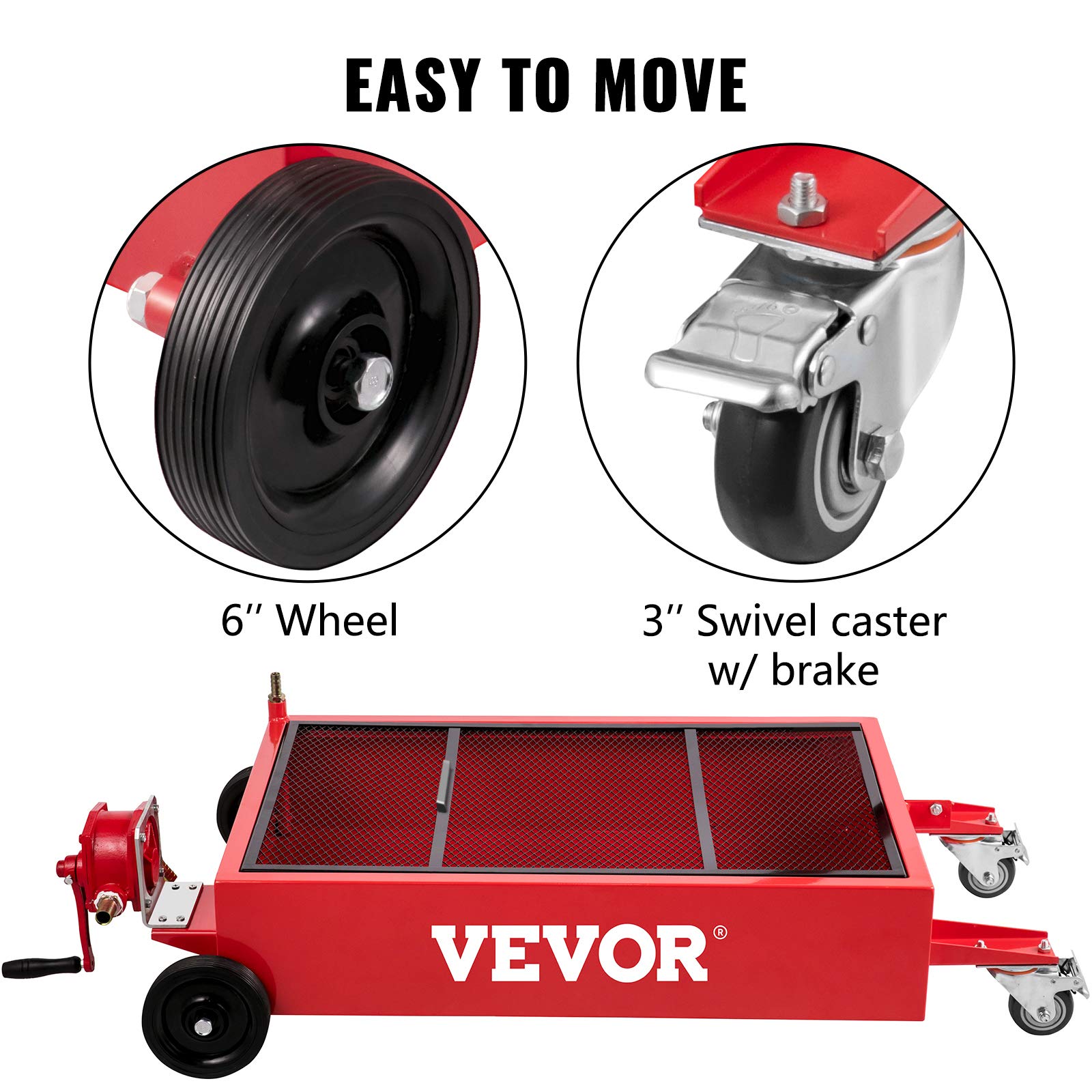 Vevor Oil Drain Pan 20 Gallon Oil Drain Tank, 76L Low Profile Oil Drain Pan, Large Capacity Oil Change Pan, Foldable Hand, With