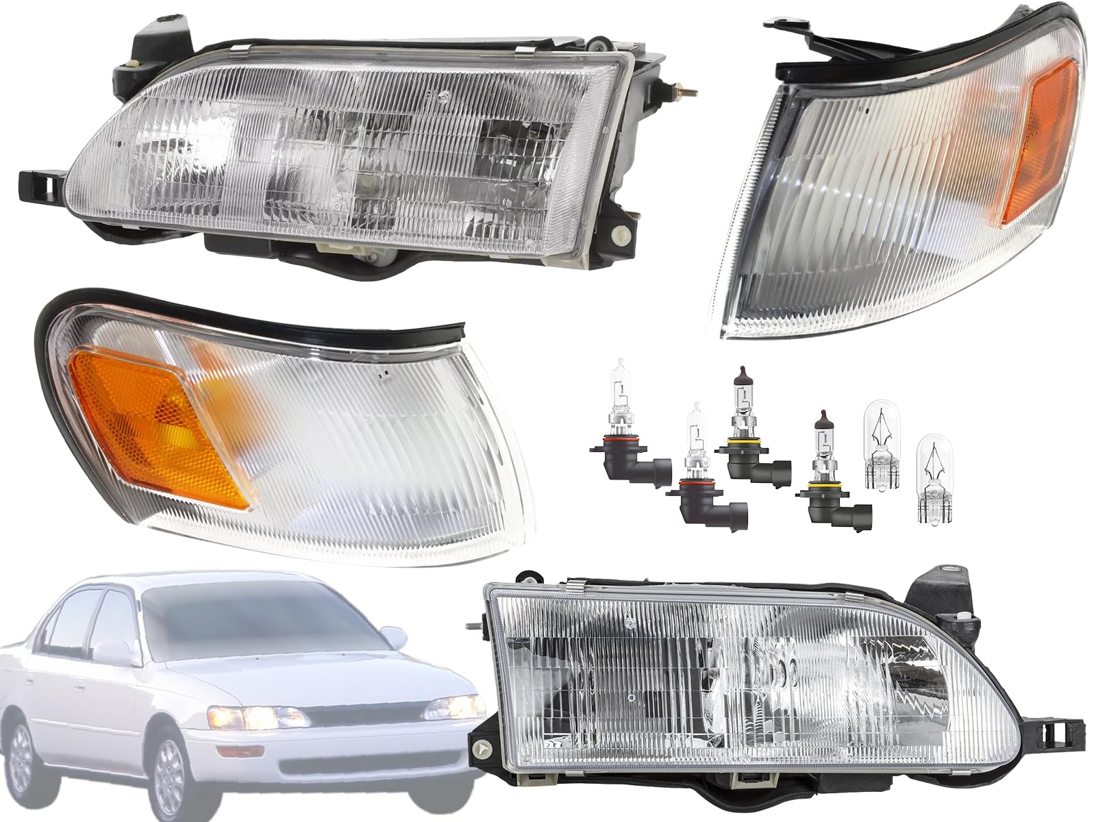 Auto Parts Avenue APA Replacement Headlight Corner Lamp for 1993 1994 1995 1996 1997 Corolla Bulbs Included COMBO Set TO2503107 