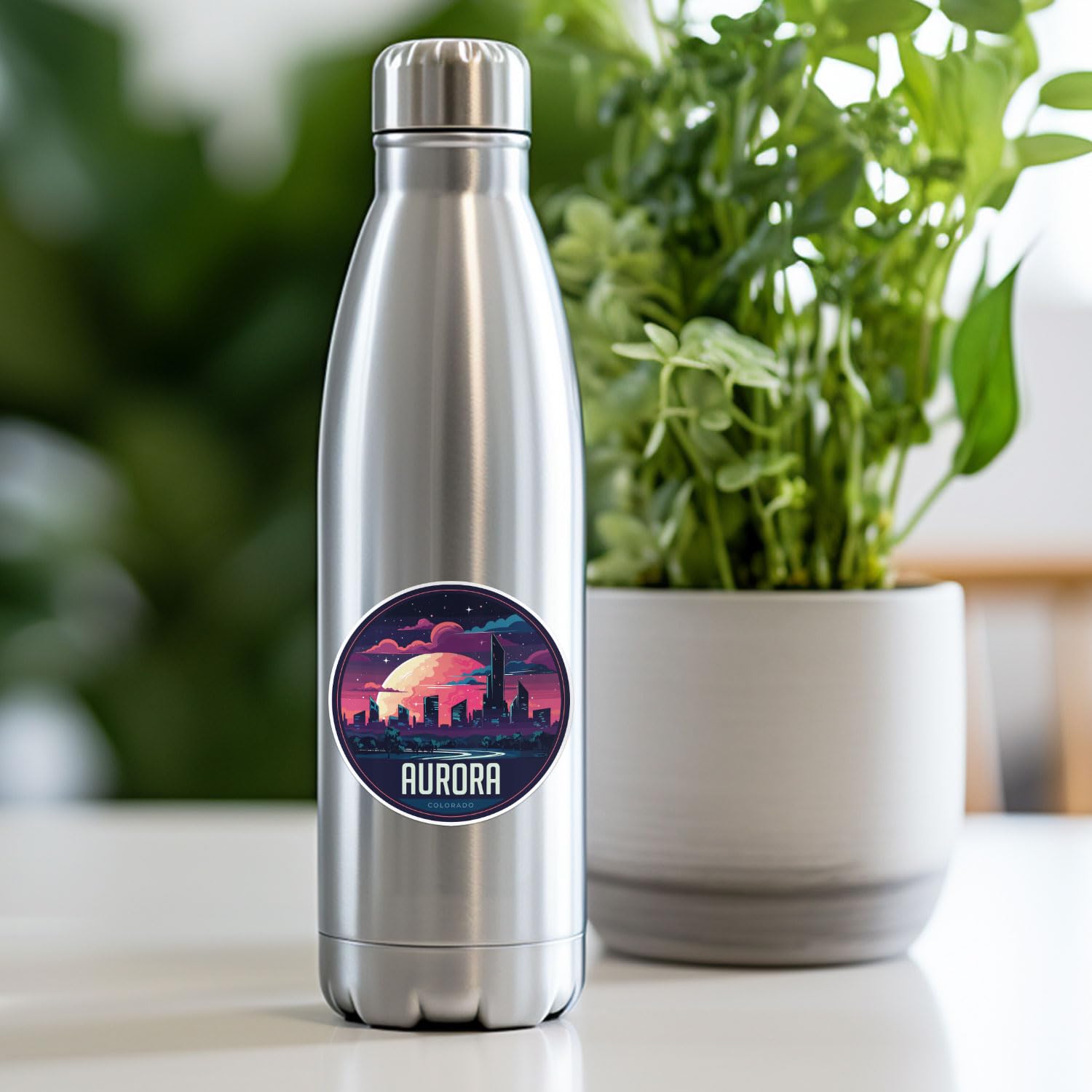 Aurora City Sticker - Waterproof Vinyl Decal for Car Bumper, Laptop, Water Bottle, Wall, and Window, Size - 3'' Longer Side