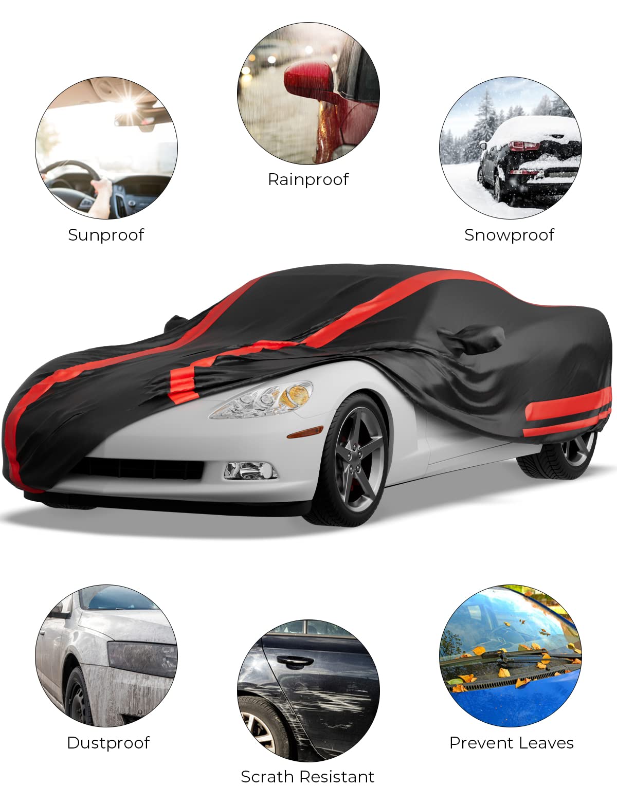 Issyauto Car Cover Compatible With 2005-2013 Corvette C6 Stingray/Z06/Z51, Waterproof All Weather Car Cover Indoor Outdoor