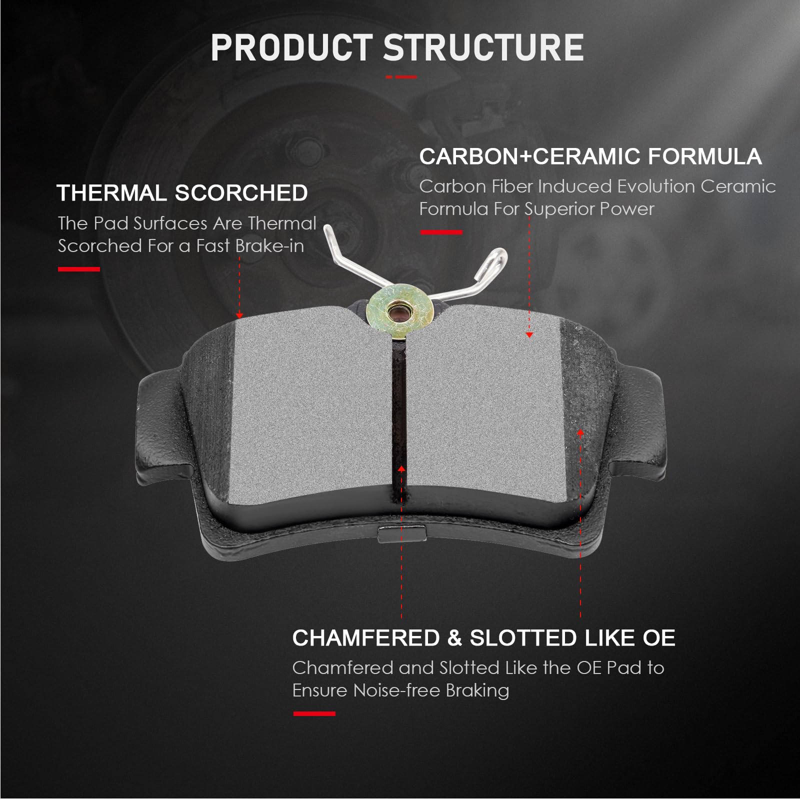Cciyu D627 4Pcs Rear Ceramic Brake Pads Kits 1994-2004 For Ford Mustang