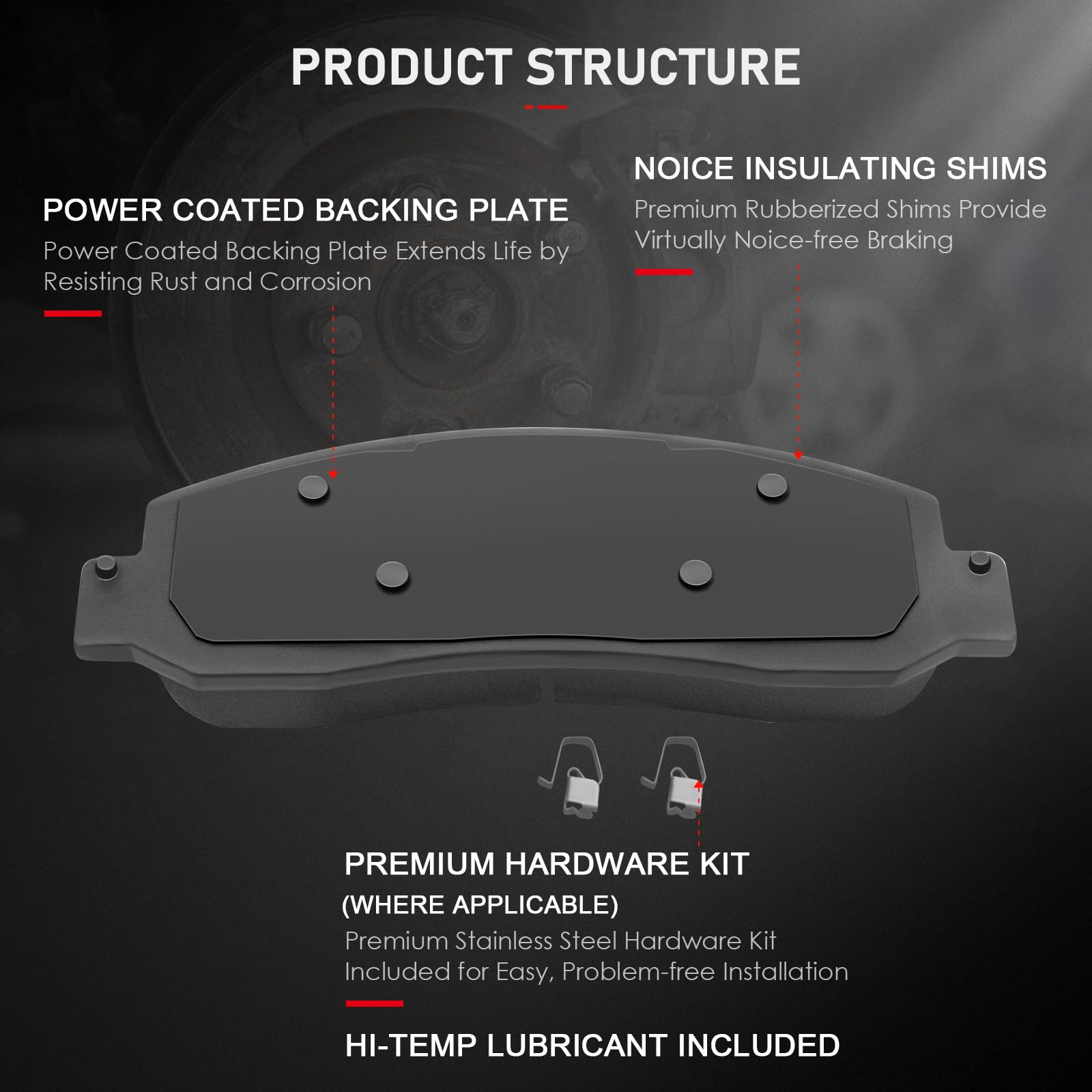 Cciyu D1069 Ceramic Front Brake Pad Set Fit For 2005-2011 For Ford For F-250 Super Duty,2005-2012 For Ford For F-350 Super Duty,