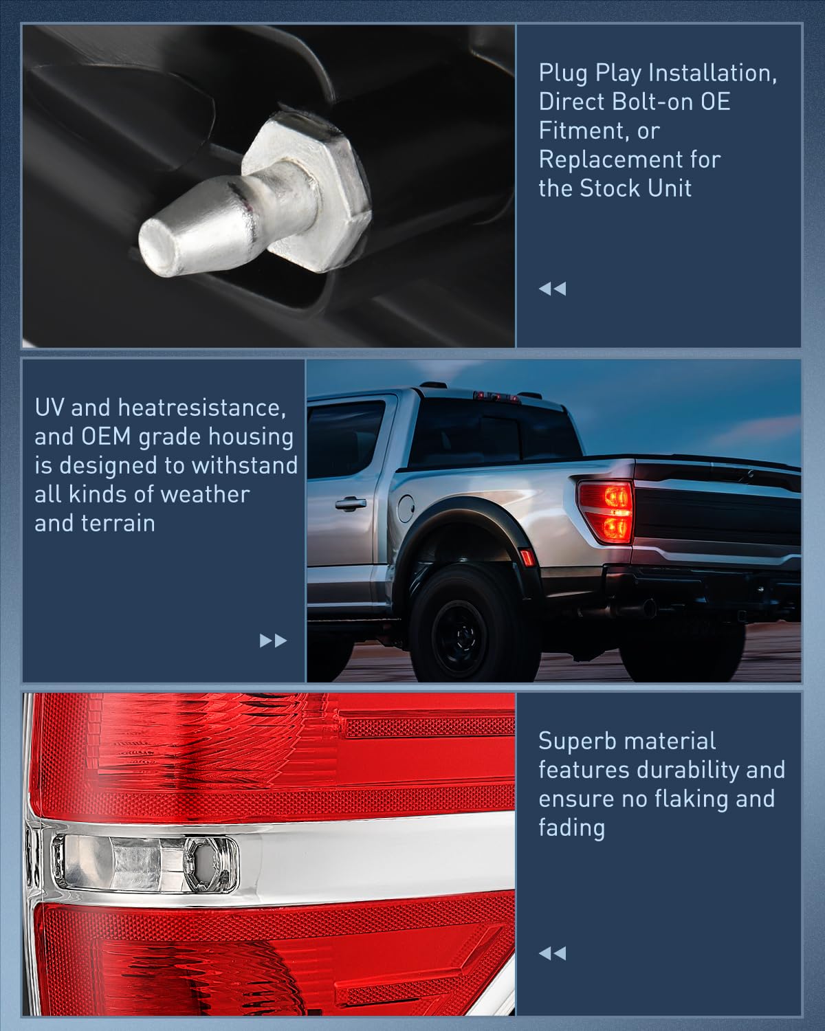 Nilight Taillight Assembly Compatible With 2009 2010 2011 2012 2013 2014 Ford F-150 F150 Pickup Truck Taillight Rear Lamp Replac