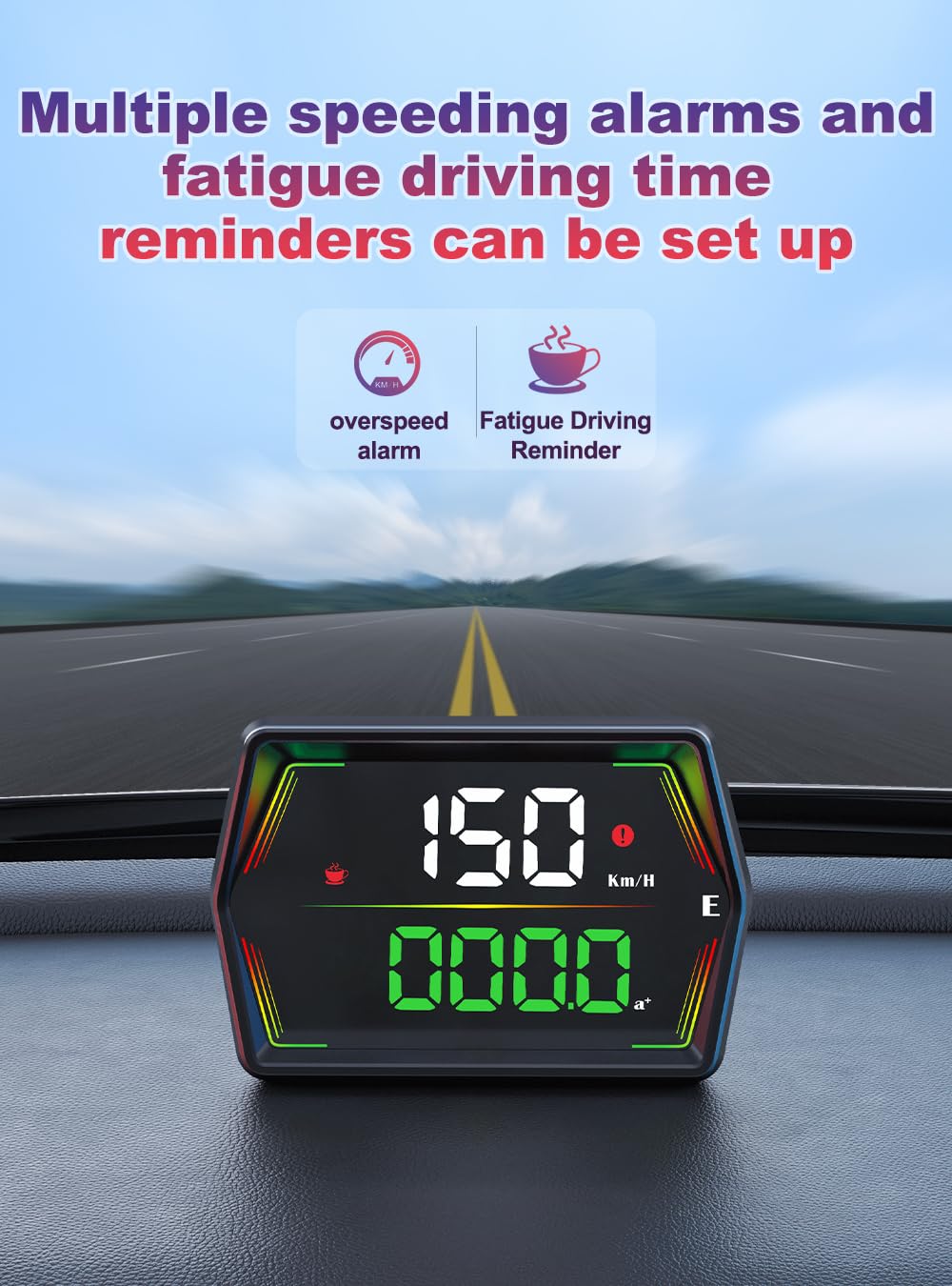 HUD Heads Up Display for Cars 2025 New Universal Digital GPS Speedometer LED Display with MPH Speed Compass Overspeed Alarm Fati