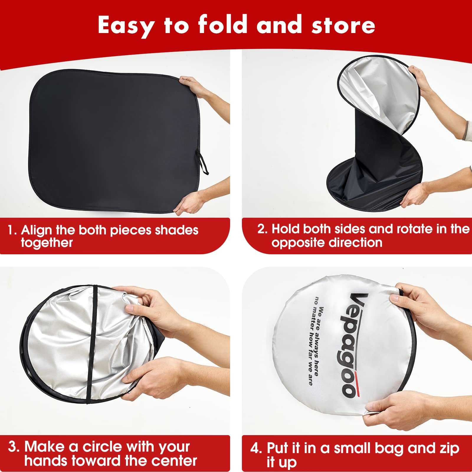 Foldable 2 Piece Rv Car Windshield Sun Shade Cover, Auto Sun Shield Heat Protector For Front Window, Car Sunscreen Uv Reflector