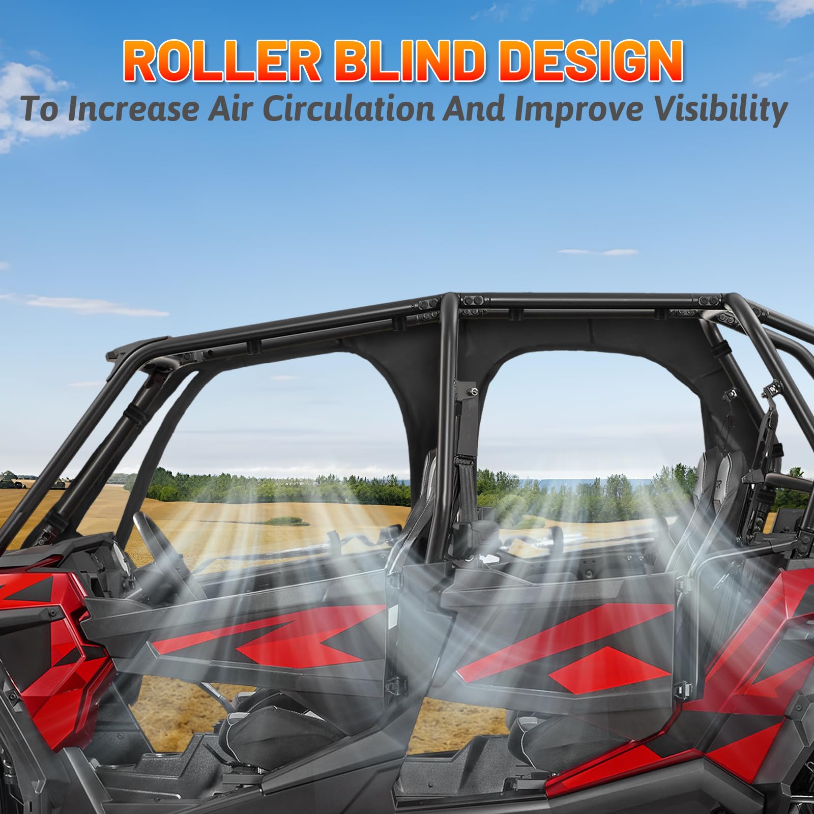 StarknightMT RZR XP4 1000 Cab Enclosure - 4 Seater Soft Windows, Black PVC & Oxford Fabric, Compatible with 2014-2023 RZR Models