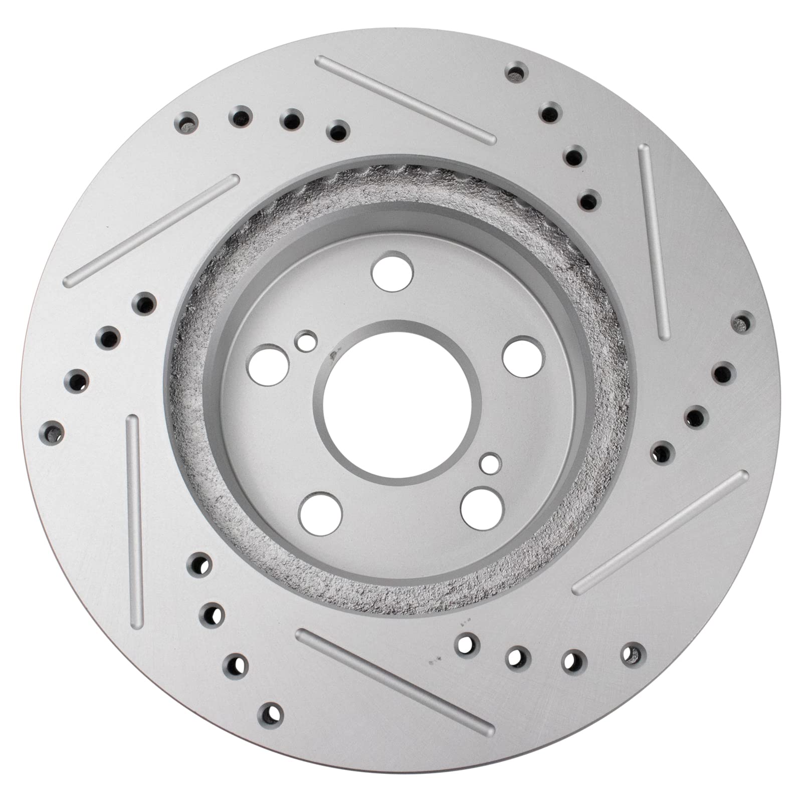 Trq Front Performance Brake Rotors Set Premium G-Coated Cross Drilled & Slotted Compatible With 2004-2009 Toyota Prius