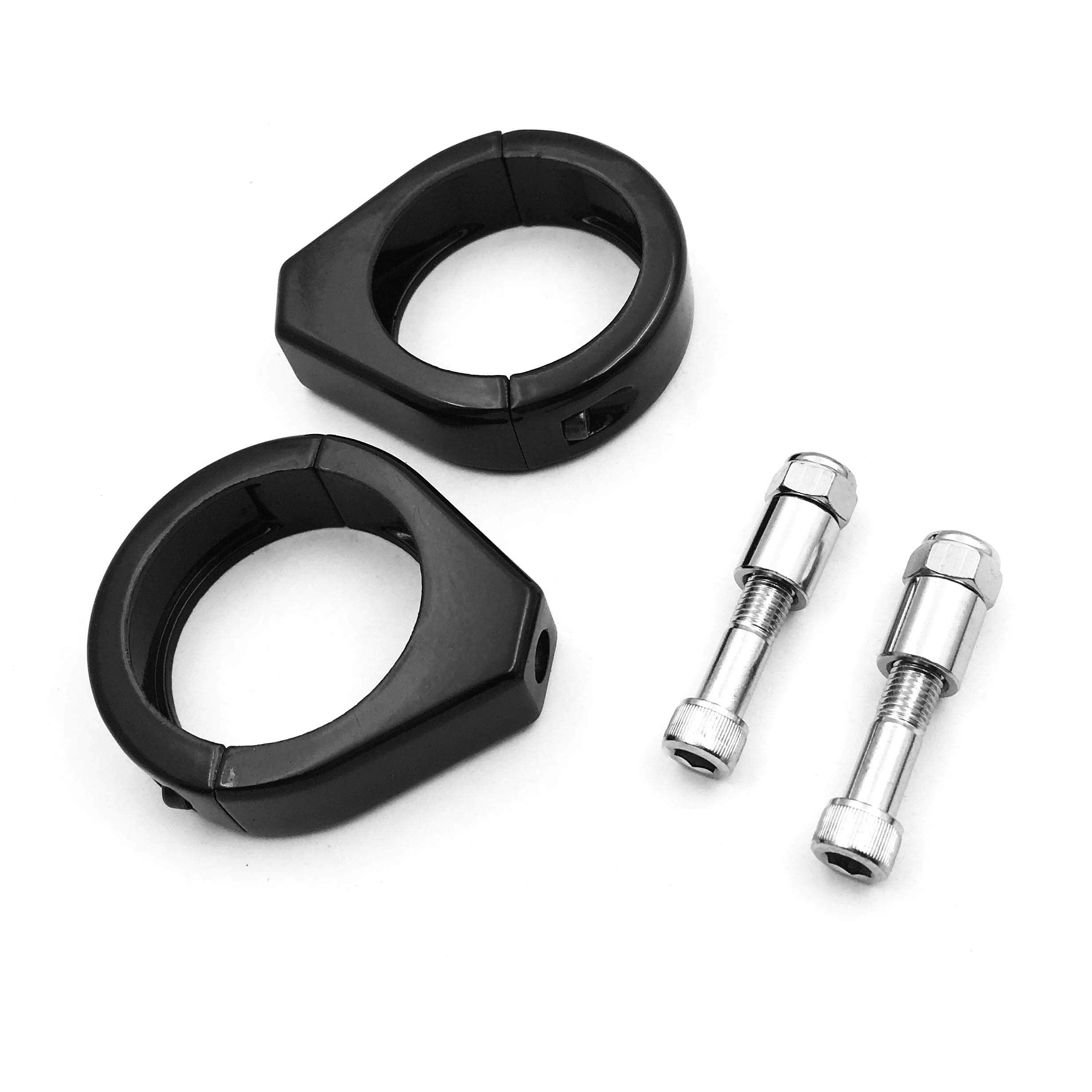 Httmt Mt299-003-Bk Black Fork Clamp Turn Signal Clamps Compatible With Harley Softail Mount Bracket 49Mm Fork Tube