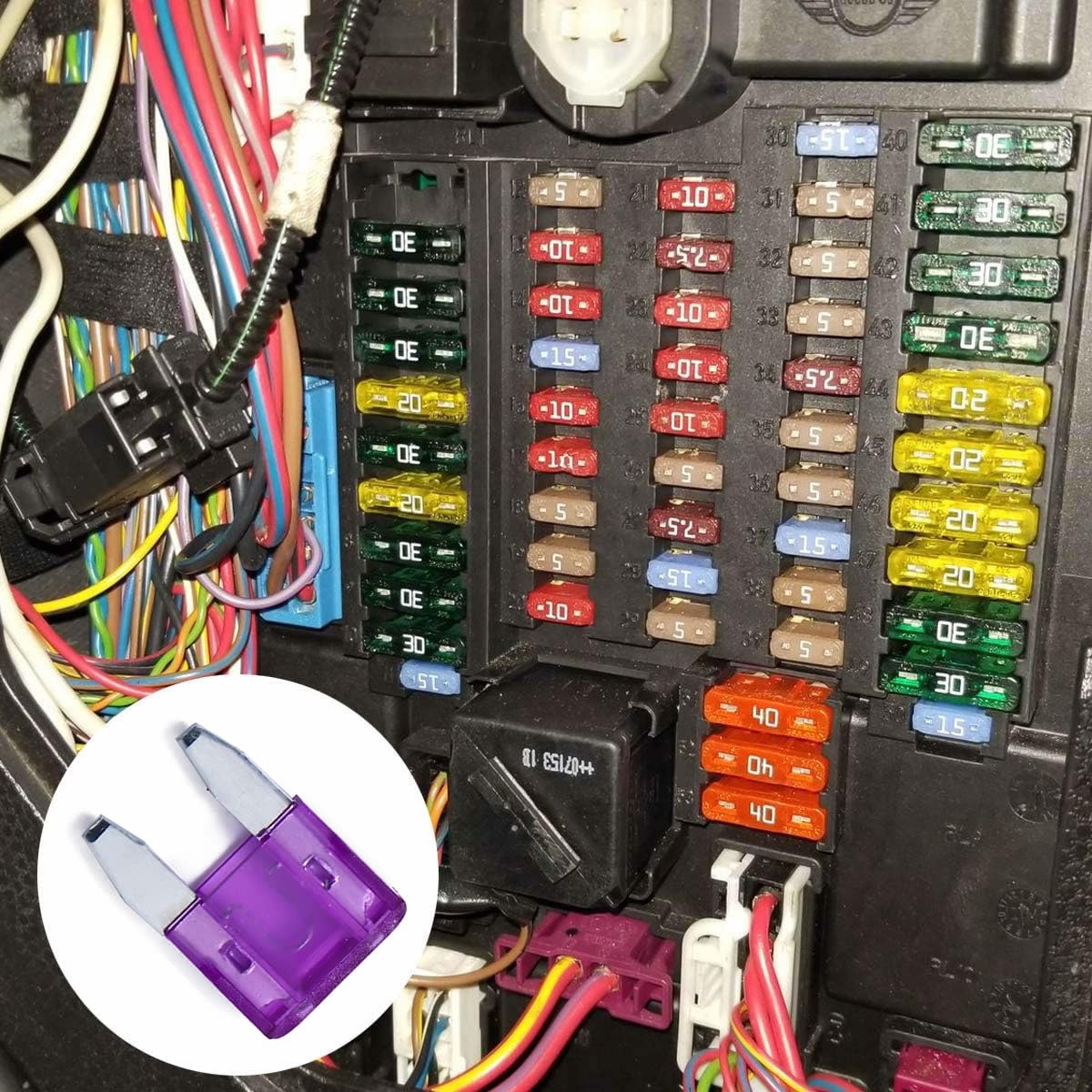 JESUNK 100 Pack Auto Fuses 3 AMP Mini Blade Style Fuses 32V Purple Short Circuit Protection