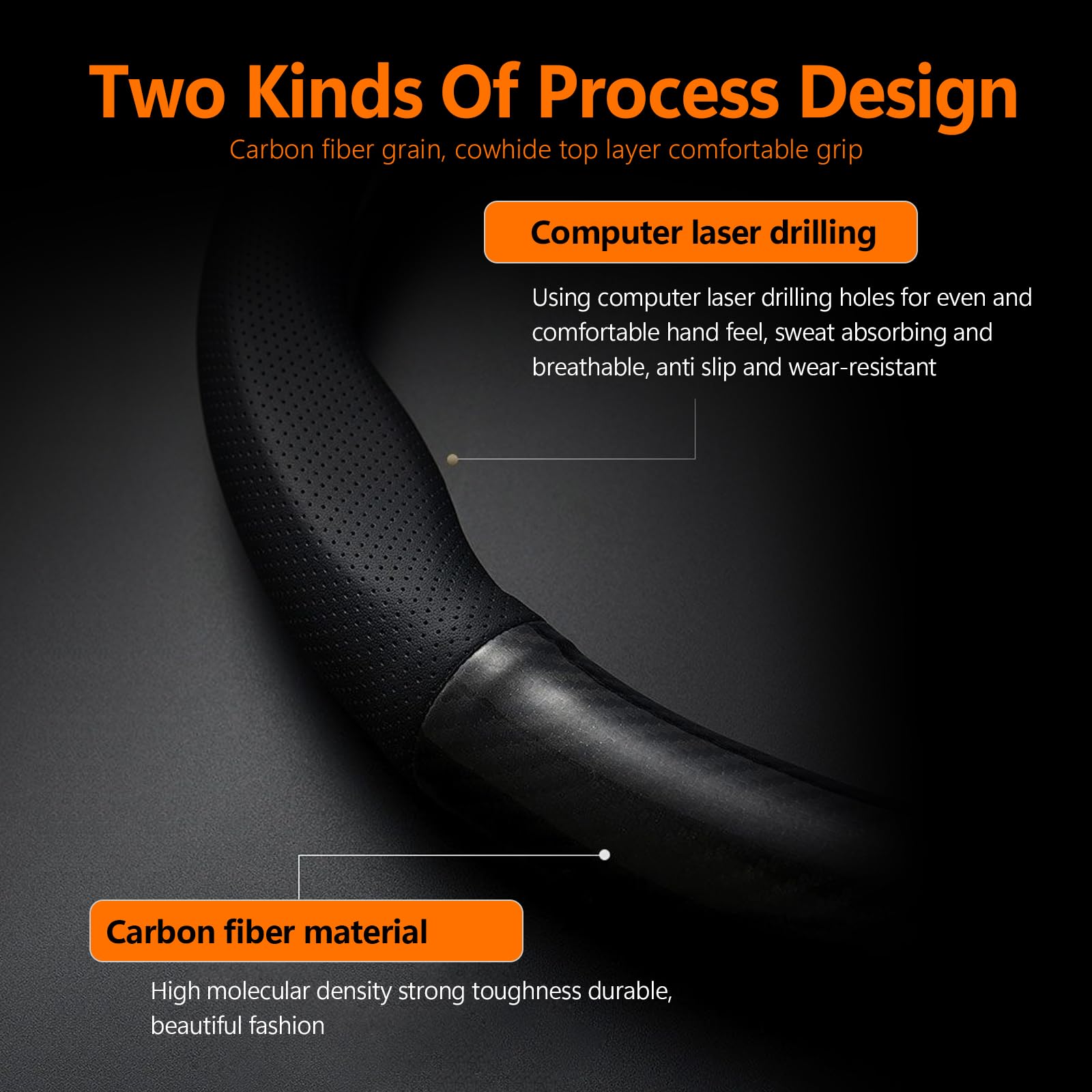 QODOLSI 1 Pack Car Breathable Steering Wheel Cover, Wear -Resistant Steering Wheel Sleeve, Carbon Fiber Non-Slip Steering Wheel