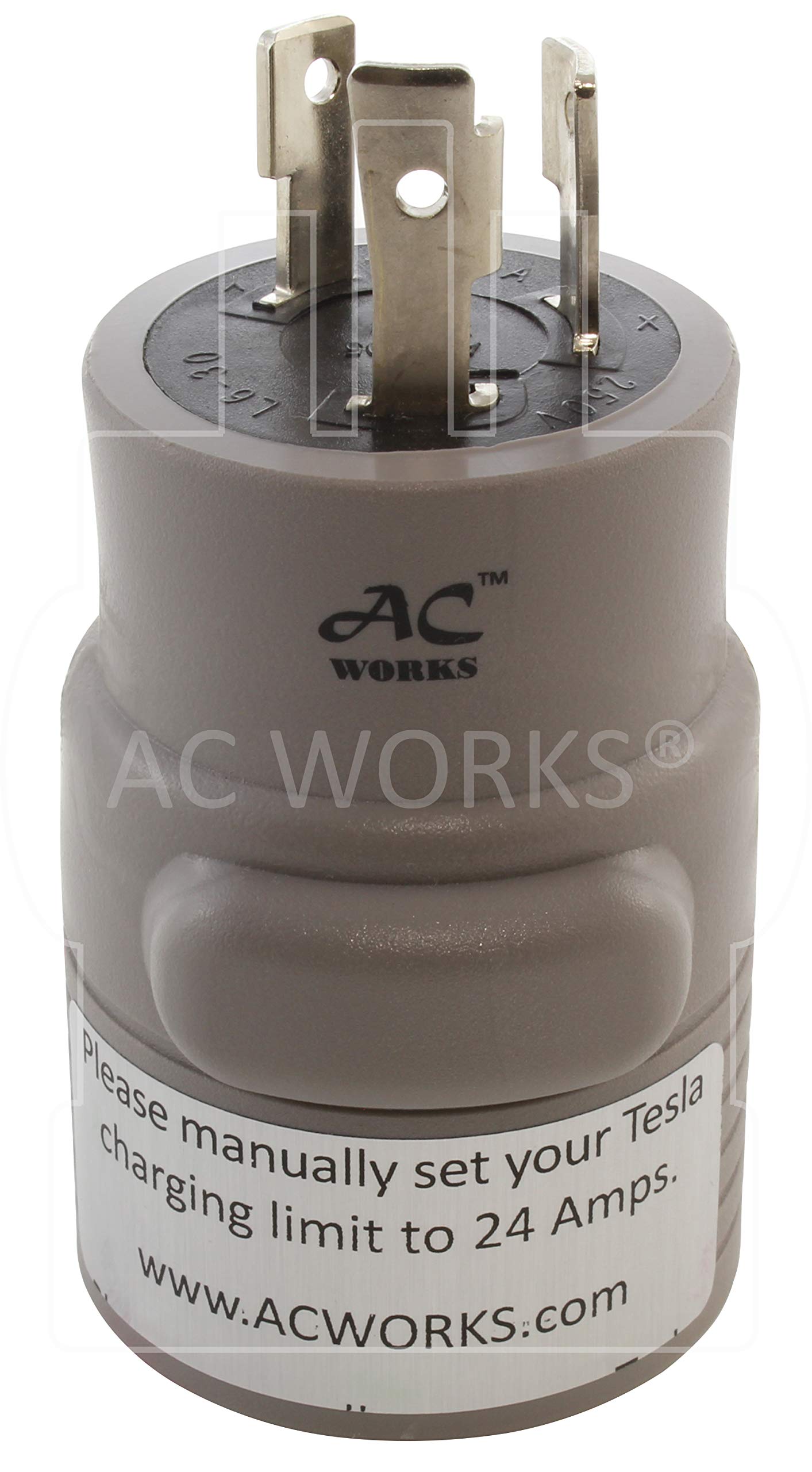 Ac Works Ev Charging Adapter For Tesla Use (L6-30 30A 250V 3-Prong To Tesla- Straight)