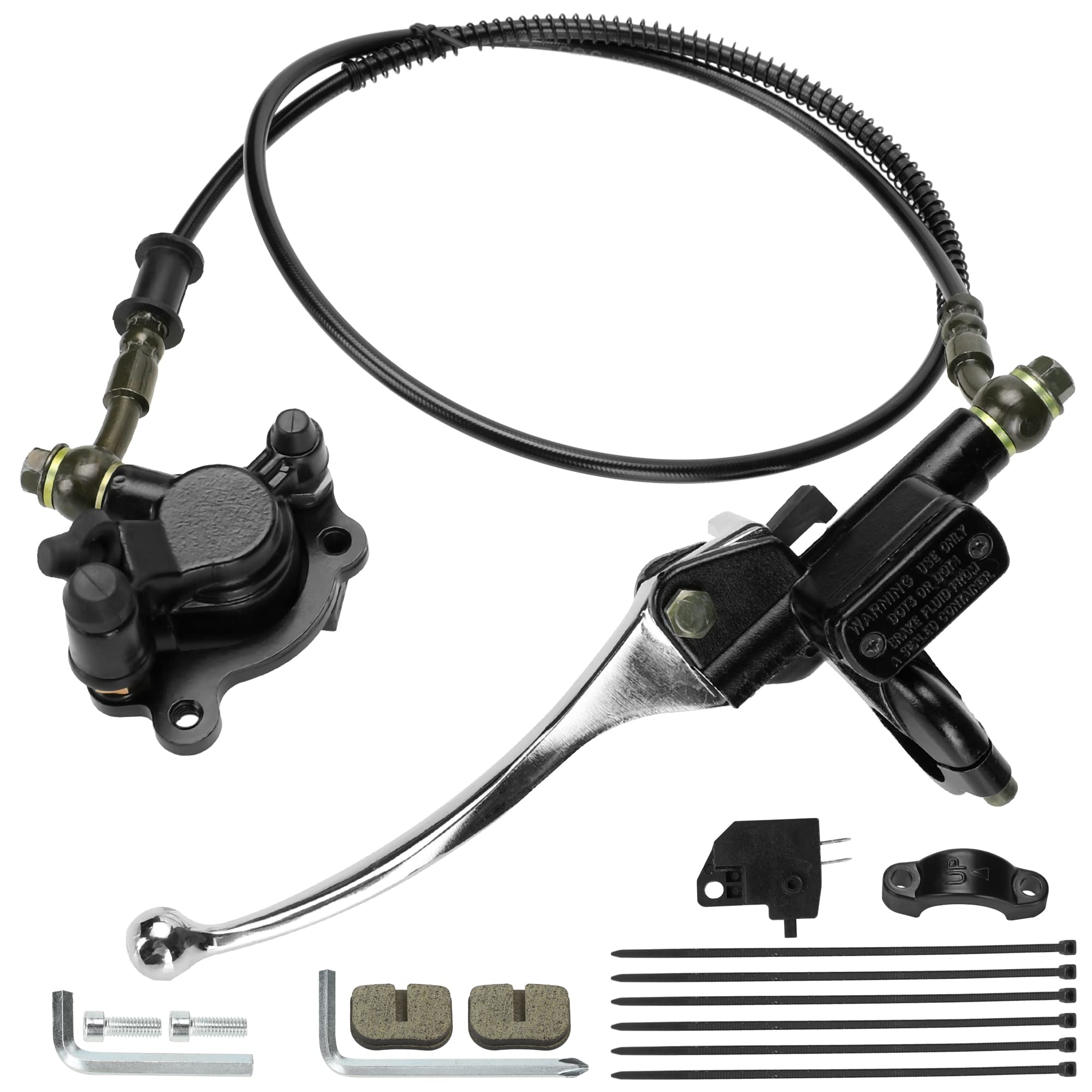 GREHUA Upgraded Hydraulic Disc Hand Brake Master Cylinder Caliper with Brake Pad Assembly 50 Inch Hose for 98cc 3.0HP Baja Hensi