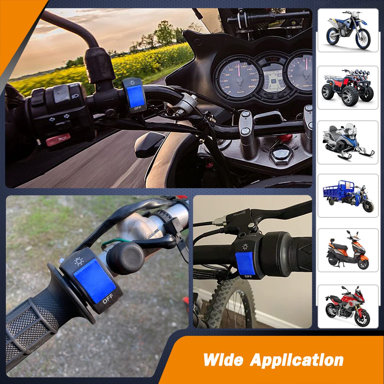 1 Piece Motorcycle Headlight Switch Handlebar Toggle Switch With On Off Push Button For U5 U7 U2 Motorcycles Scooter Electrombil