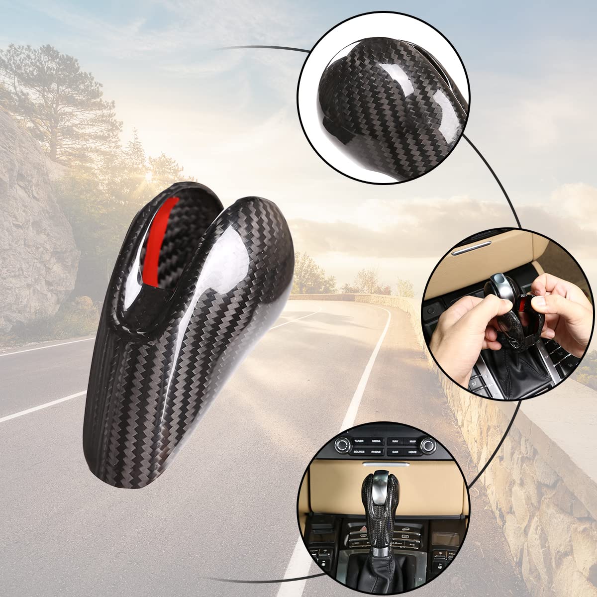 100% Real Carbon Fiber Interior Gear Shift Head Cover Knob Trim Car Accessories for Porsche Macan Panamera Cayman Boxster 911 71
