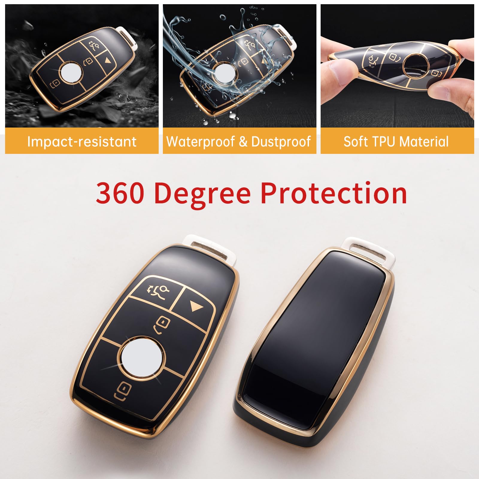 Gematay For Mercedes Benz Key Fob Cover With Keychain Lanyard, Soft Tpu Key Fob Protector Shell Compatible With Mercedes Benz 20