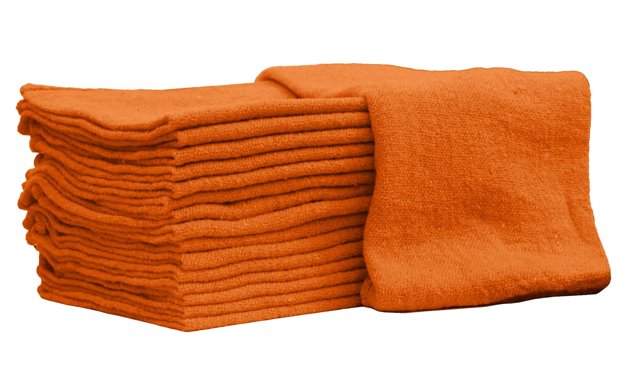 Nabob Wipers Auto Mechanic Shop Towels 25 Pack Shop Rags 100% Cotton Size 14''X14'' Commercial Grade?(25?Pack,?Orange)