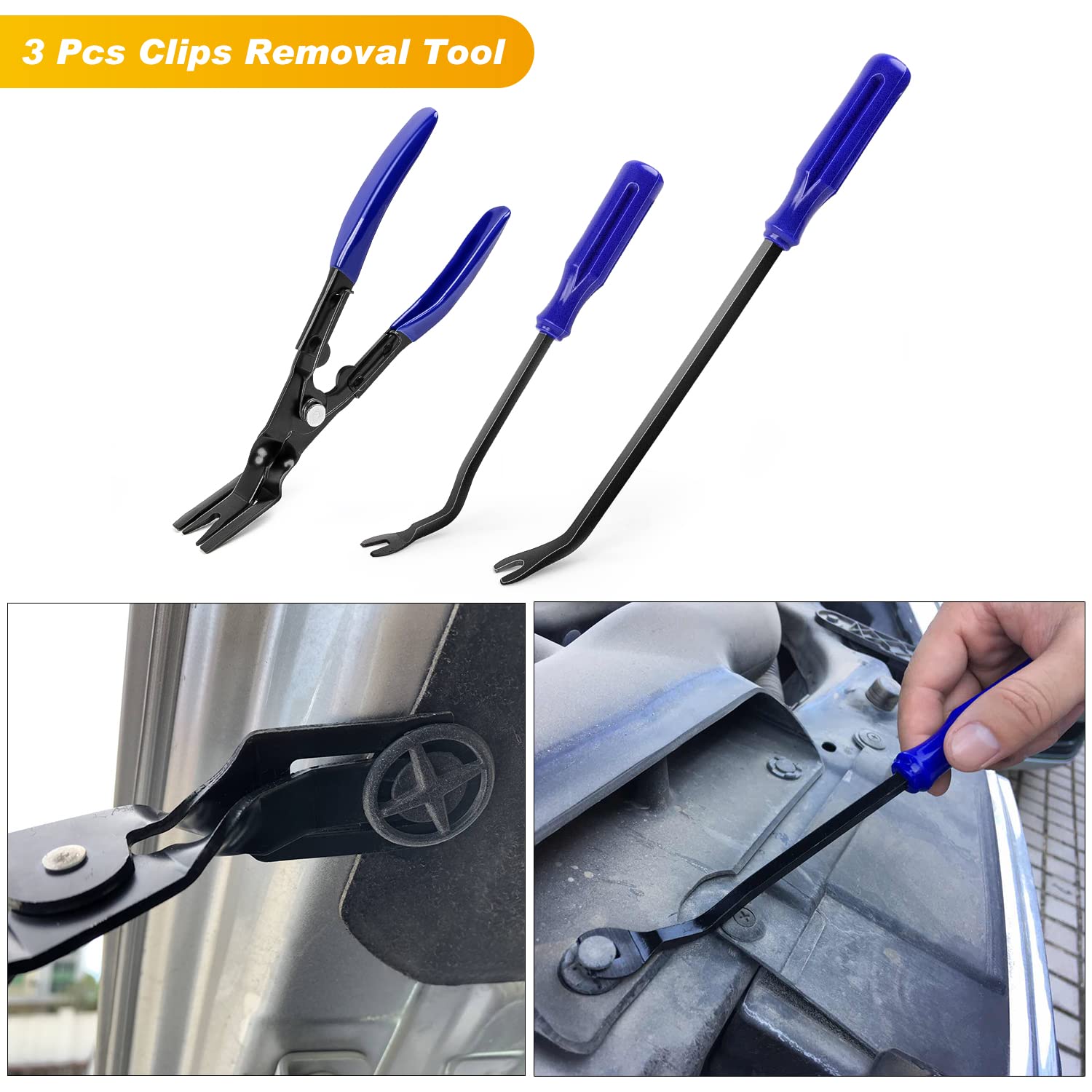 Gooacc 88Pcs Trim Removal Tool, Auto Push Pin Bumper Retainer Clip Set Fastener Terminal Remover Tool Adhesive Cable Clips Remov