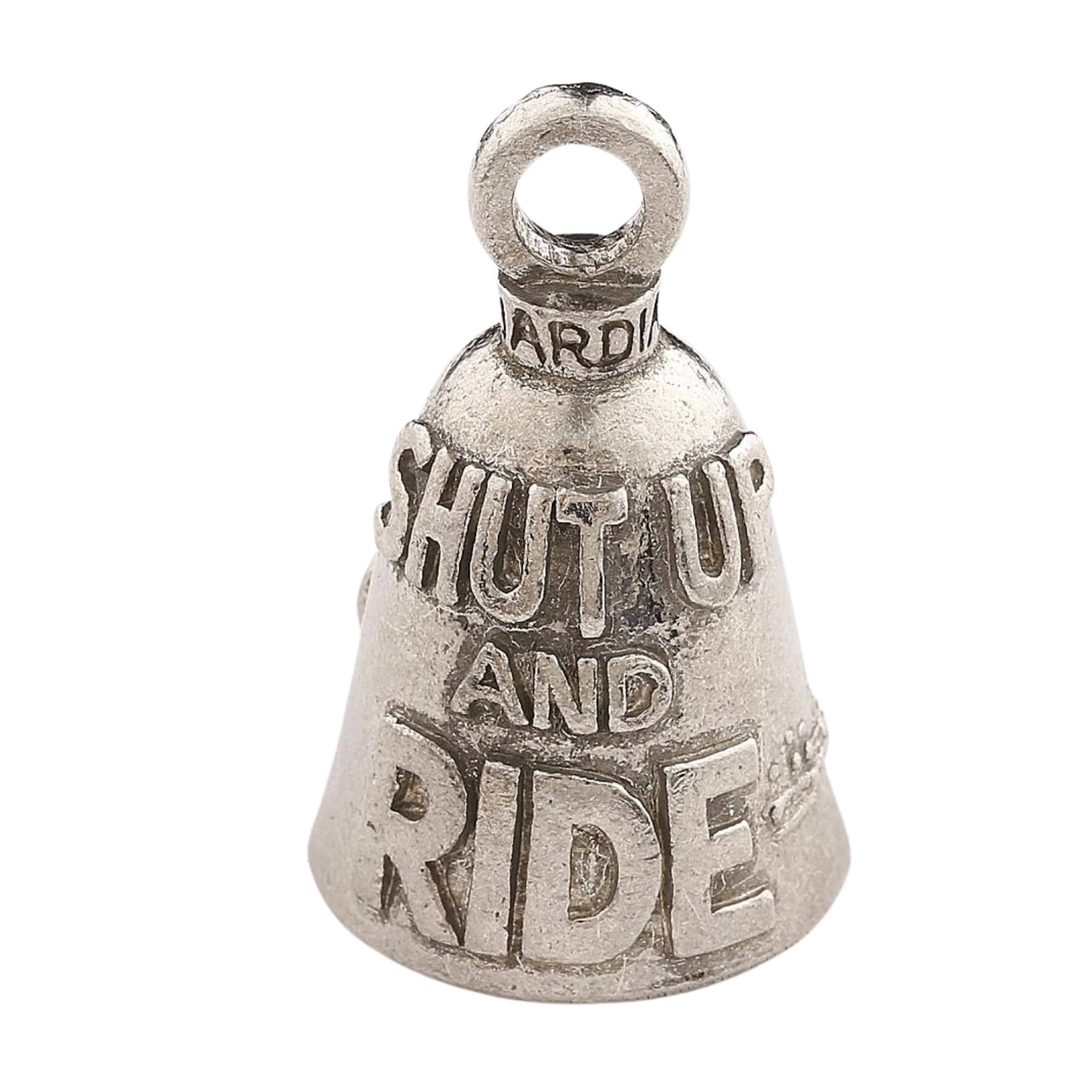 Guardian Bell Shut Up And Ride Good Luck Bell W/Keyring & Black Velvet Gift Bag | Motorcycle Bell | Lead-Free Pewter | Good Luck