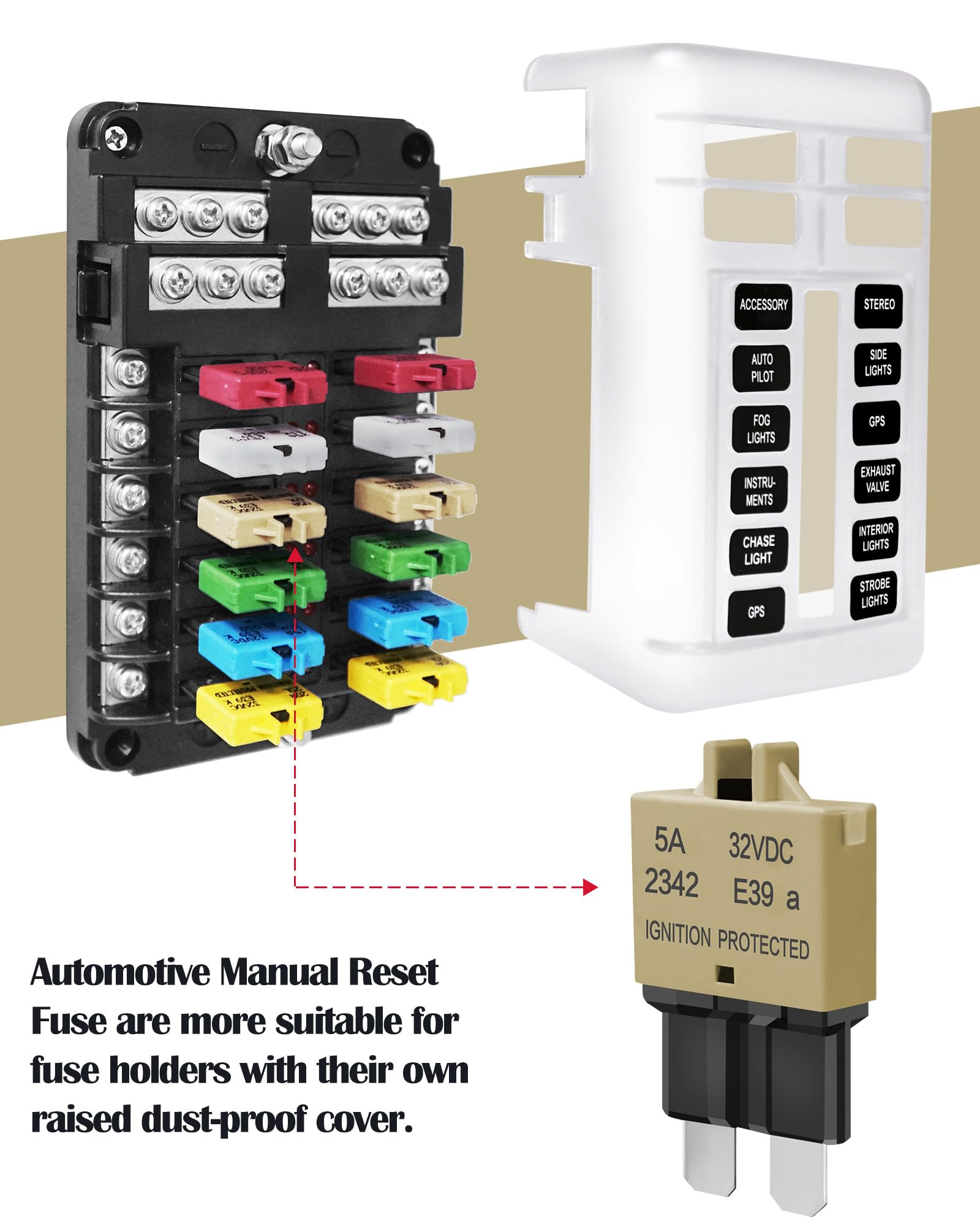 Standard Blade Car Fuse 5A Resettable Automotive Fuse Atc Ato Manual Reset Fuses Manual-Reset Blade Circuit Breaker For Boat Tru