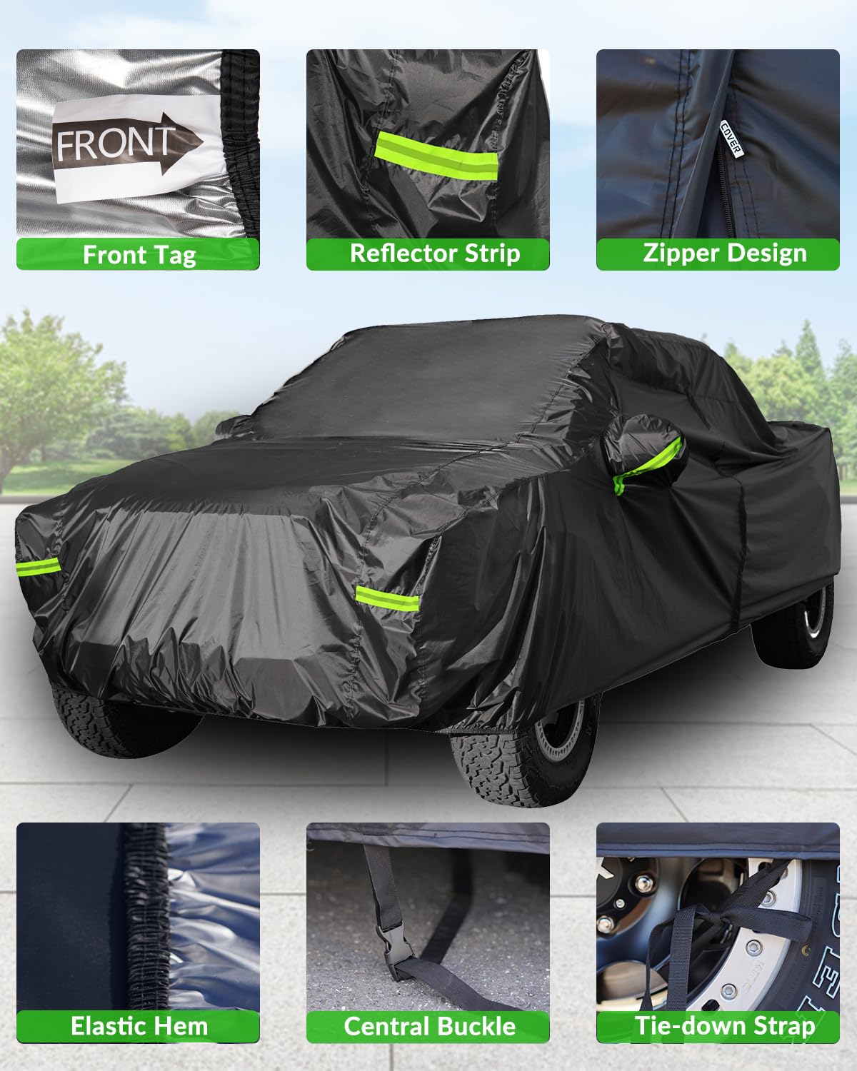 Morhept Pickup Truck Cover Waterproof All Weather, Outdoor Indoor Truck Protection Cover For Ford F150 / Chevy Silverado/Dodge R