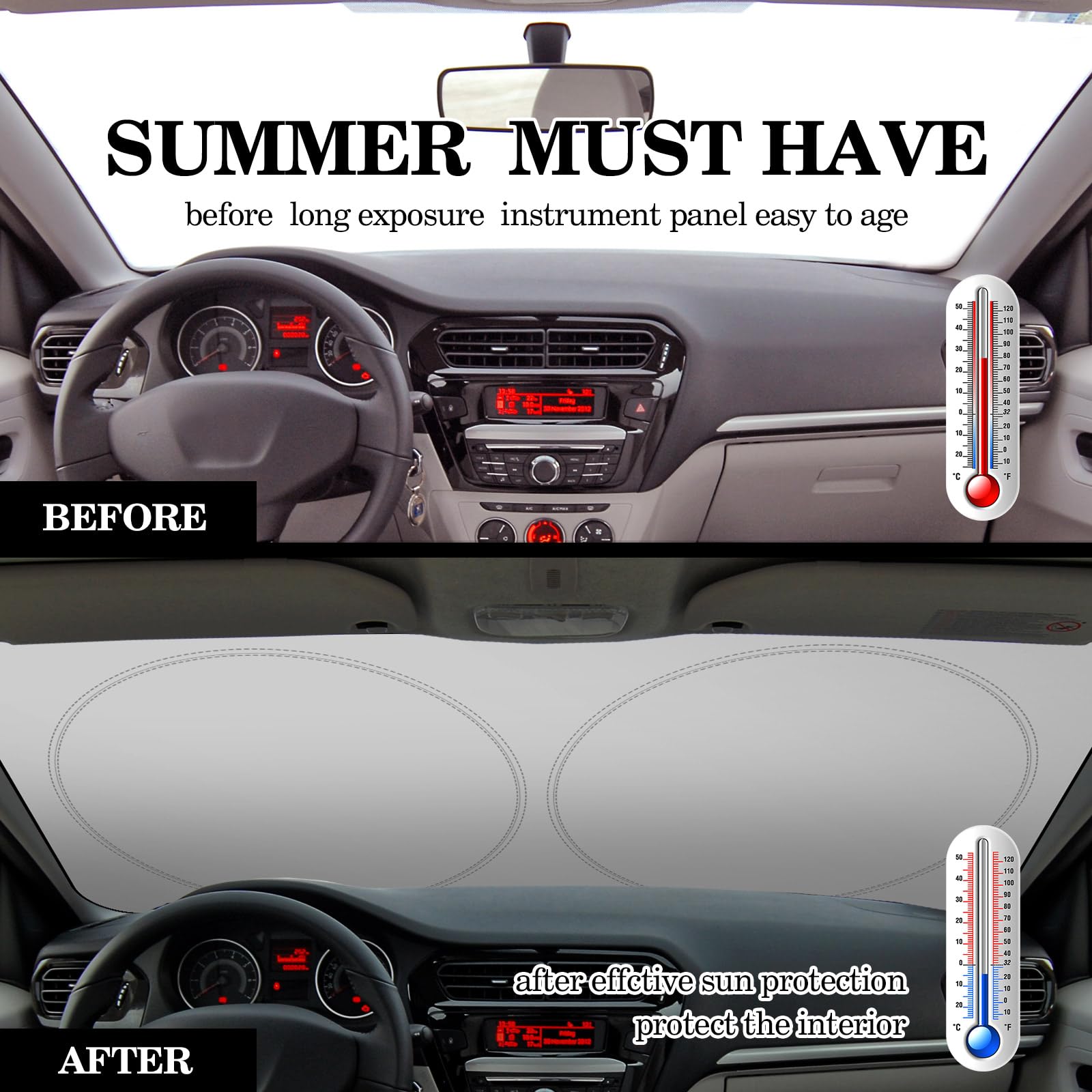 Woanger Windshield Sun Shade Foldable Car Front Window Covers For Car Accessories Sun Heat Uv Rays Visor Protector Protection Fo
