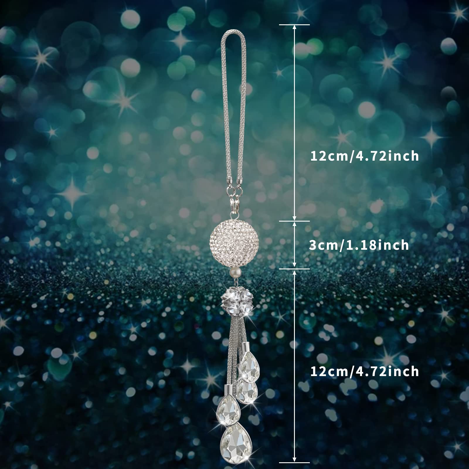 Bling Car Accessories For Women And Man,Cute Decor Women,Lucky Crystal Sun Catcher Ornament,Rear View Mirror Ball Charm (30 Mm Clear) (White)