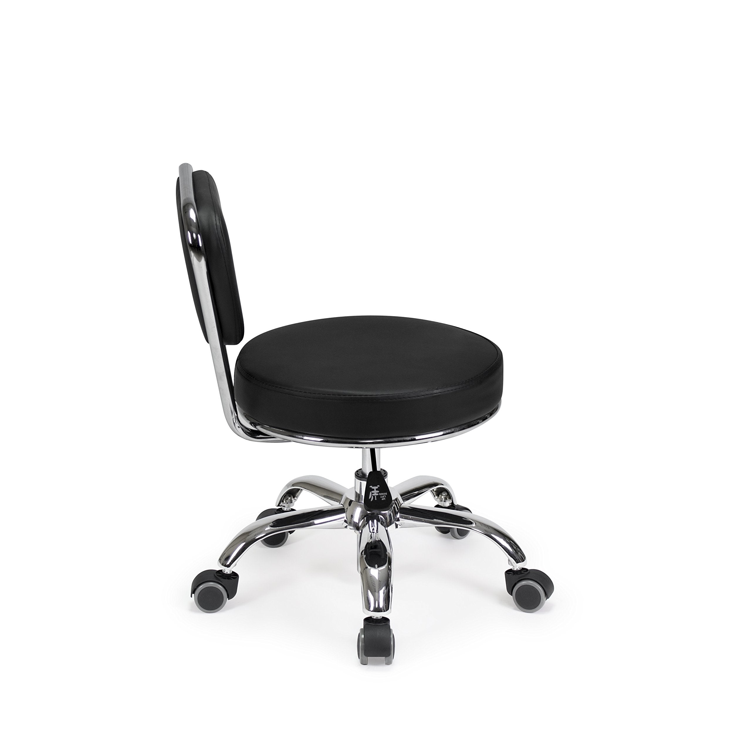 Mayakoba Dayton Garage Rolling Seat (Black) Pneumatic, Short Stool With Adjustable Height 13''-15'', Perfect For Garage Task, Ho