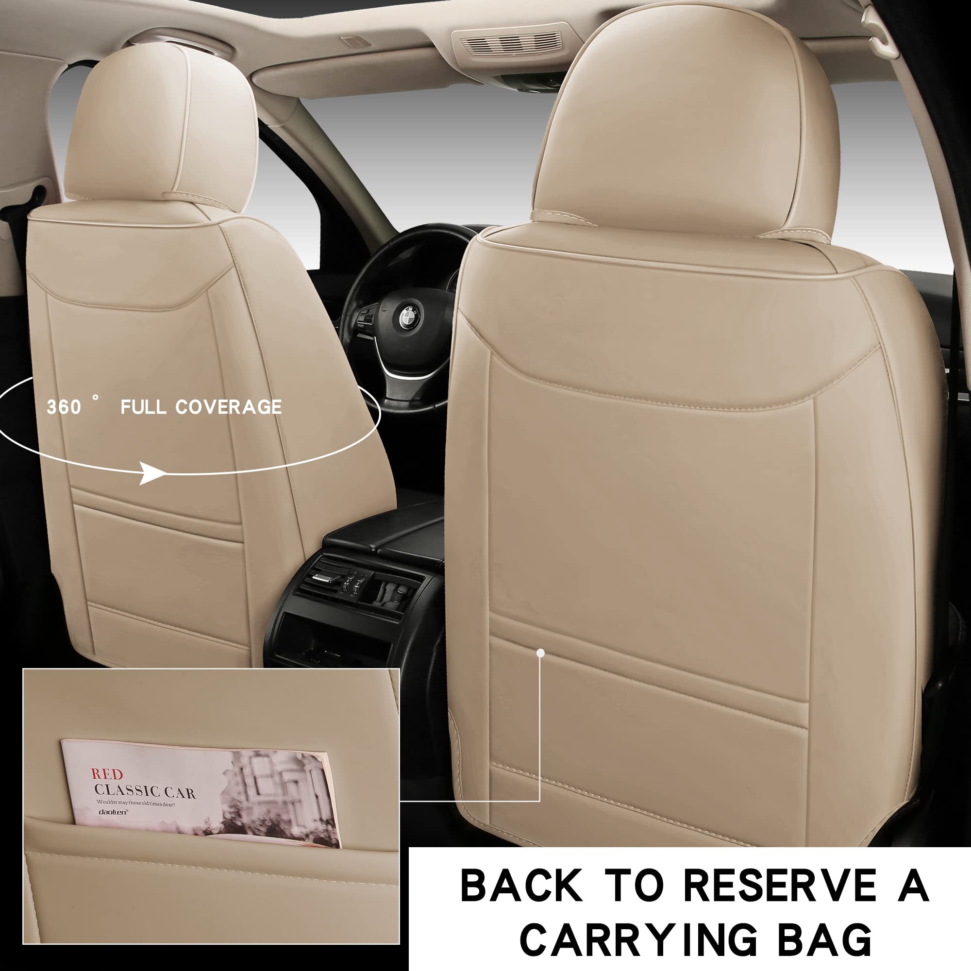 Haitour Full Coverage Leather Car Seat Covers Full Set Universal Fit For Most Cars Sedans Trucks Suvs With Waterproof Leatherett