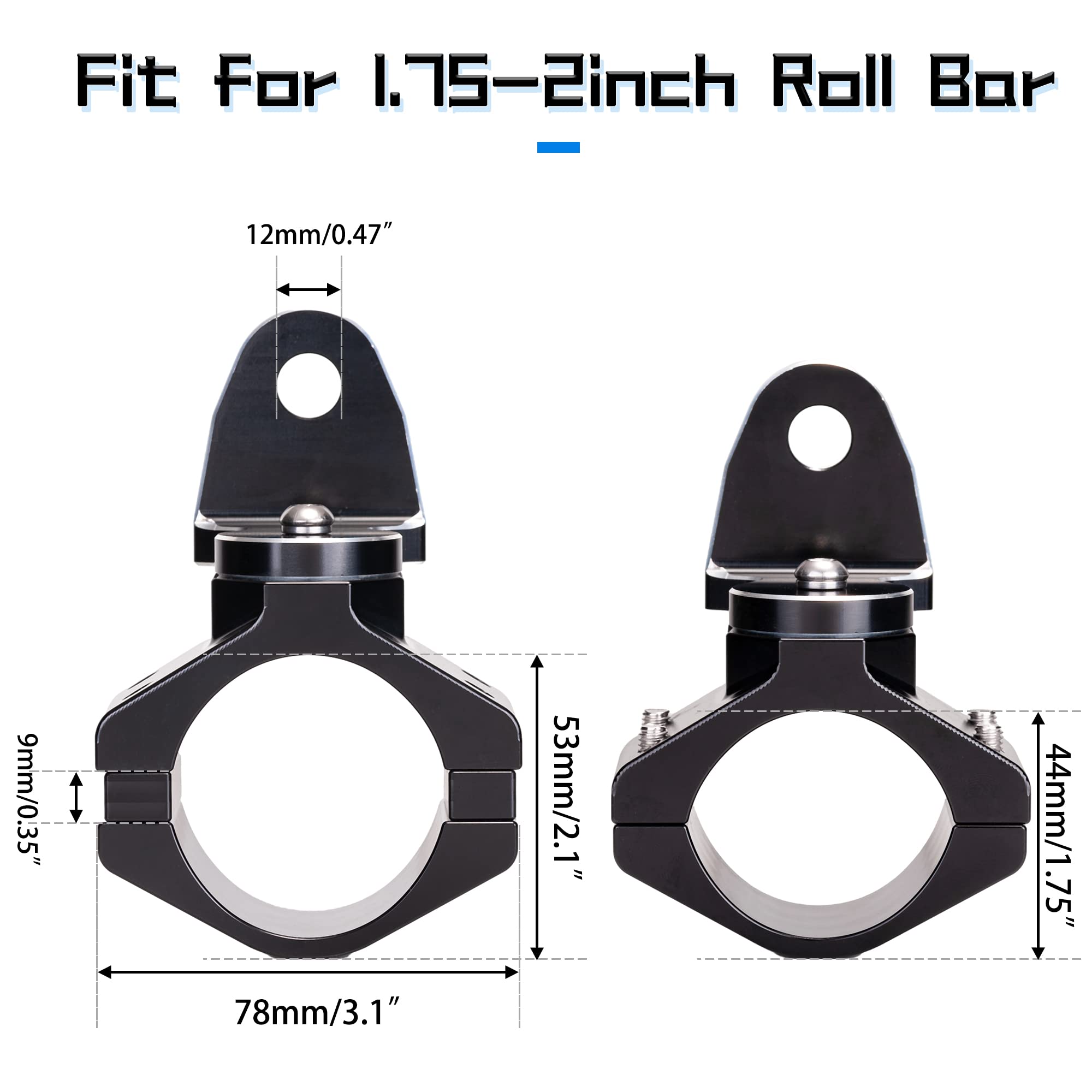 Dicater 360 Roating Utv Mount Bracket For Flag/Led Whip Light/Antenna Fits 1.75-2Inch Roll Bar Compatible With All Utv Can Am Ma