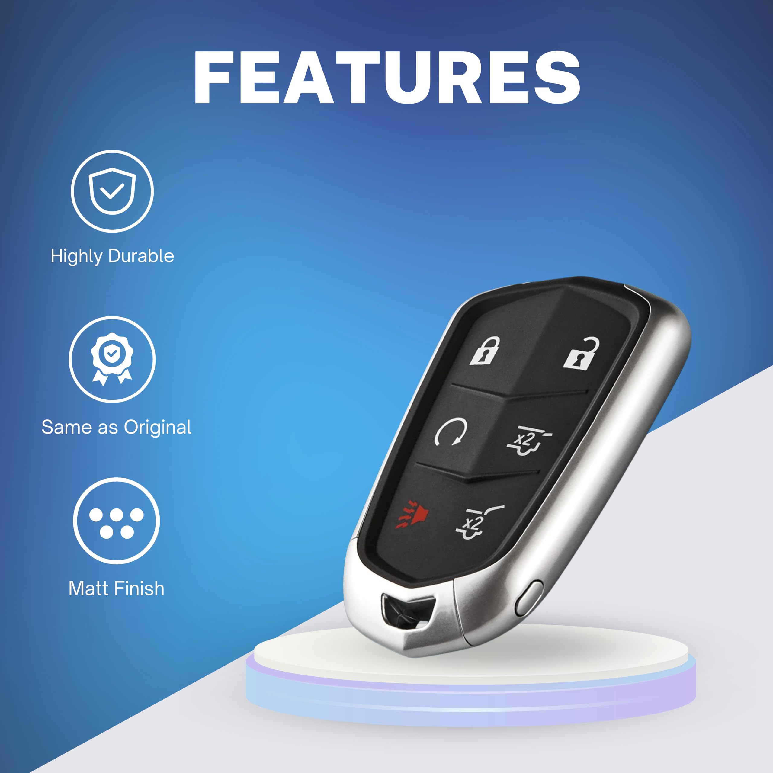 Smart Key Solution Key Fob Shell Case for Cadillac Escalade ESV 2015-2020, 6 Button, Durable Plastic Cover