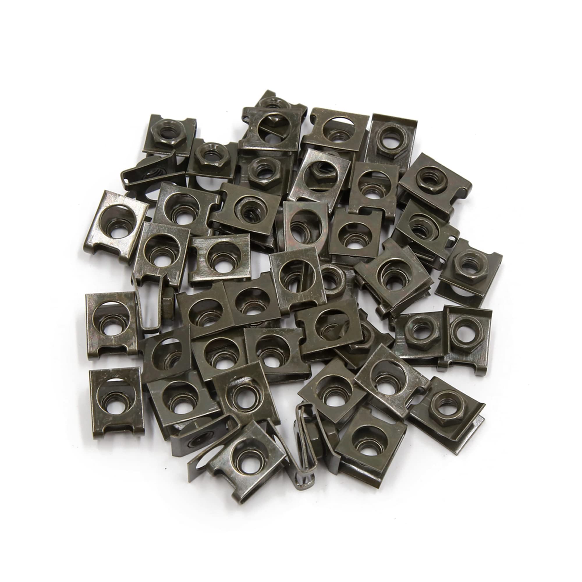 uxcell 50 Pcs Dark Green Universal Metal M6x1.0 U Nuts Fairing Clip Speed Fastener Replacement for Motorcycle