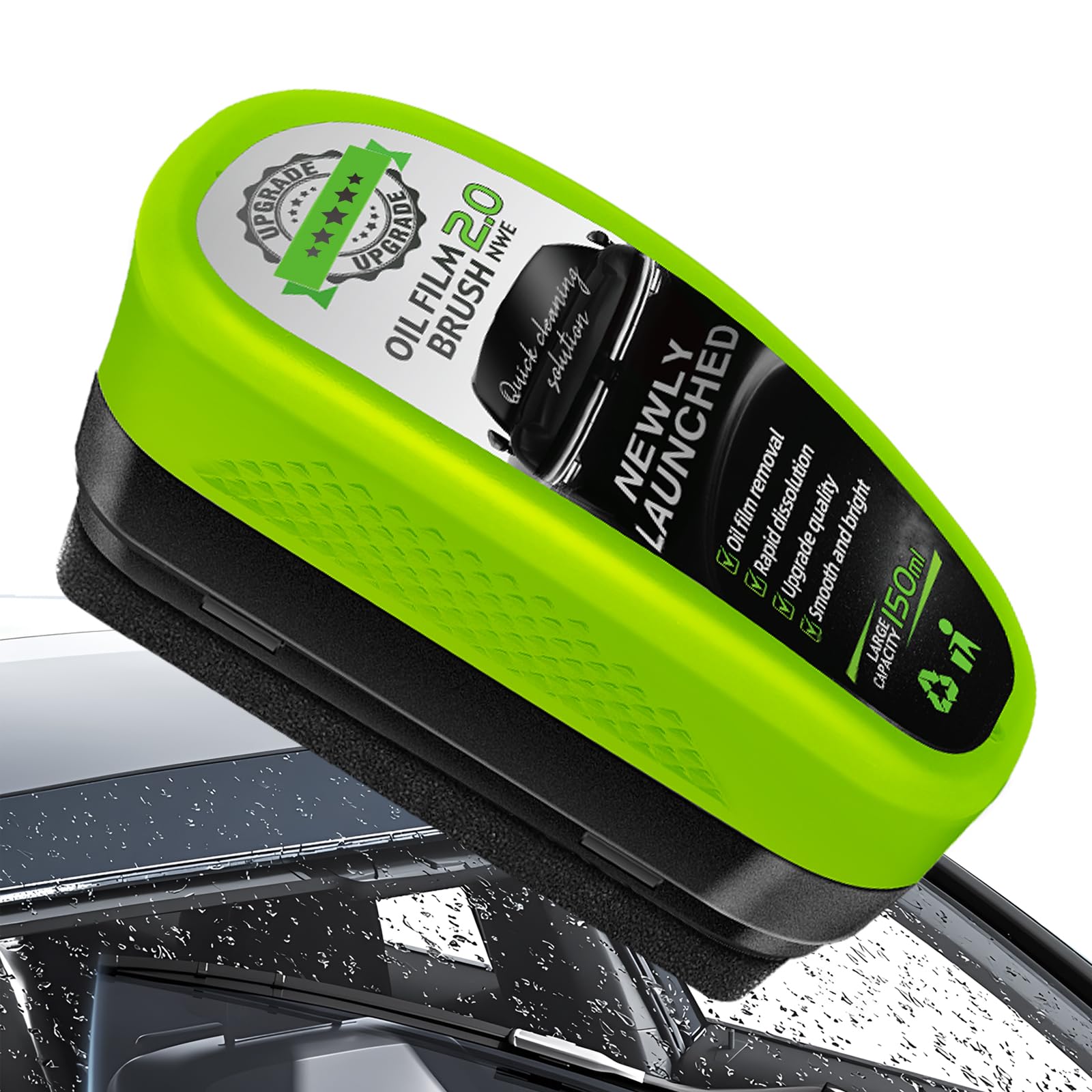 Upgrade Automotive Oil Film Cleaning Brush, Reusable Oil Film Cleaning Brush, Glass Coating For Windshield, Prevents Rain And Fo